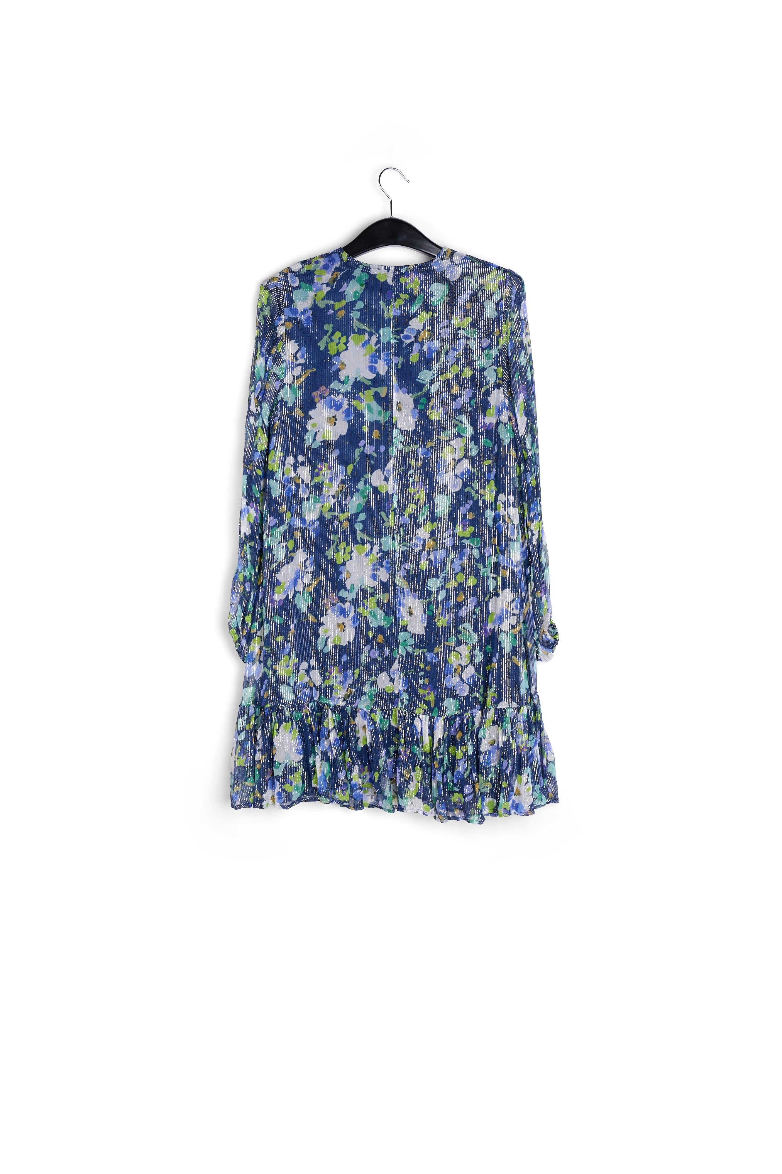 Donkerblauwe a-jurk met bloemenprint RE—SSENTIEL | Essentiel second hand