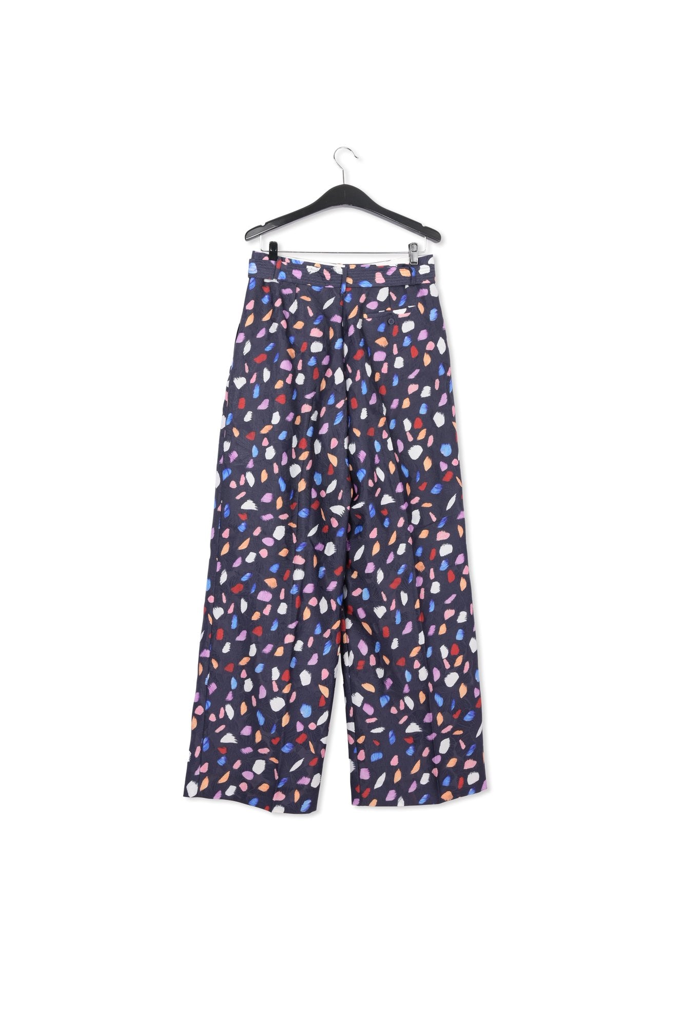 Navy blue wide-leg with abstract print RE—SSENTIEL | Essentiel second hand