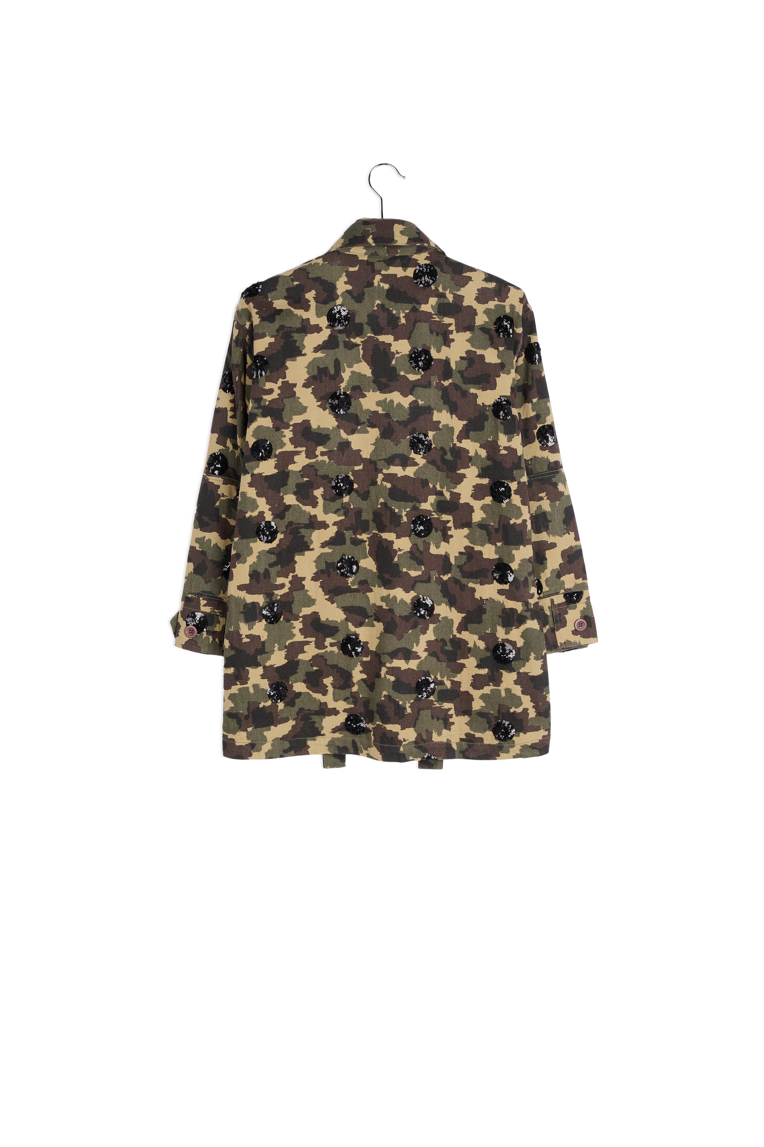 Camouflage-print cotton jacket with white sequin polka dots RE—SSENTIEL | Essentiel second hand