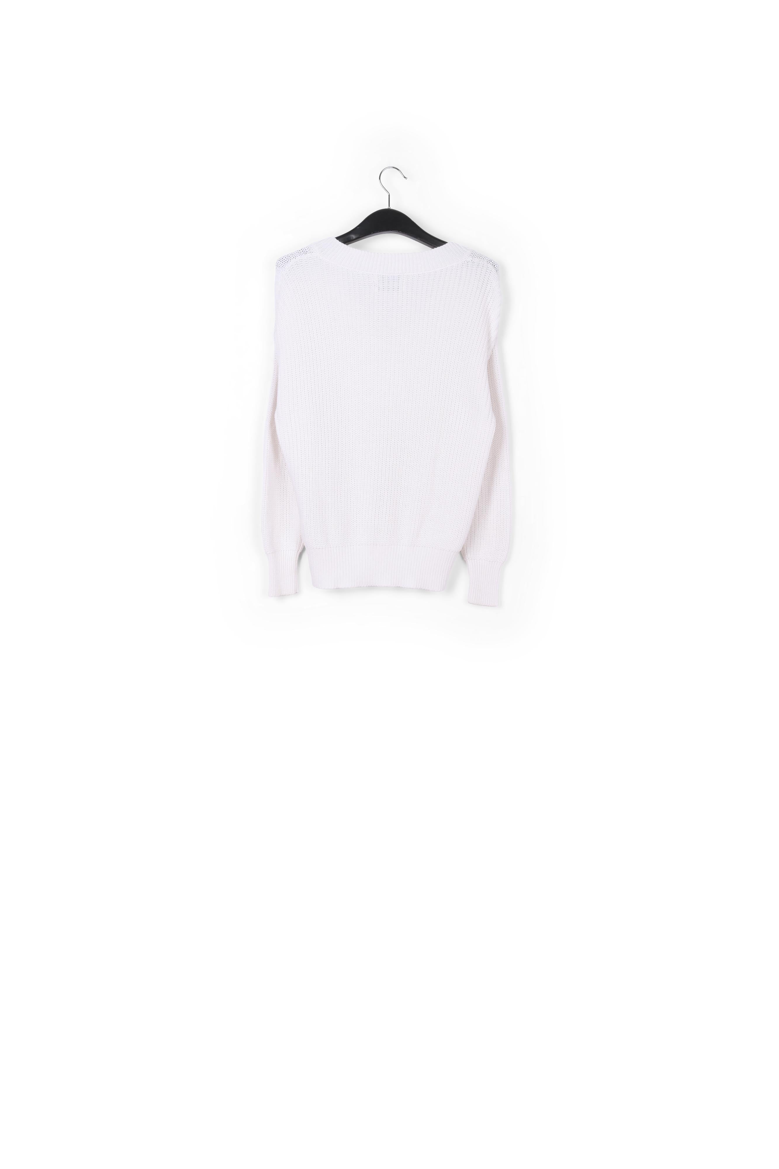 Pull v blanc cassé en coton mélangé RE—SSENTIEL | Essentiel second hand