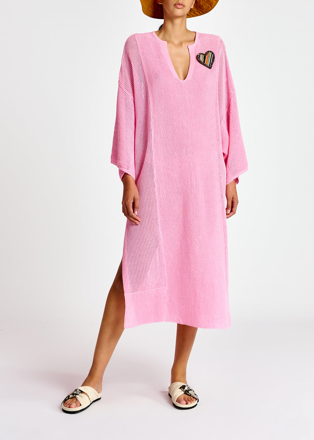 Light pink loose-fit knit kaftan dress RE—SSENTIEL | Essentiel second hand