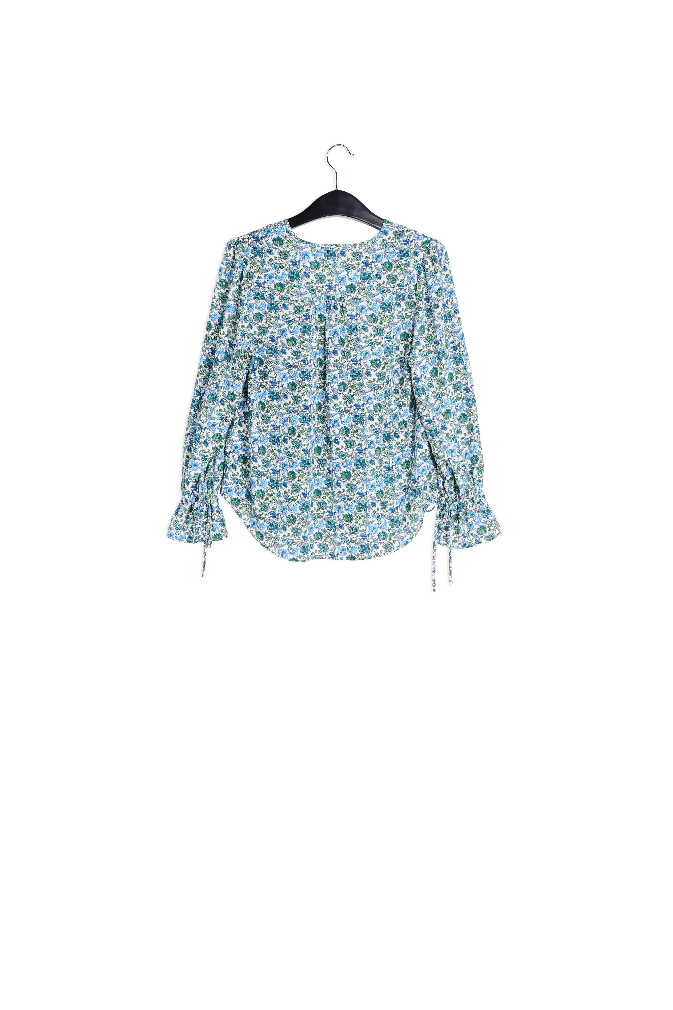White top with blue floral print and rhinestones RE—SSENTIEL | Essentiel second hand
