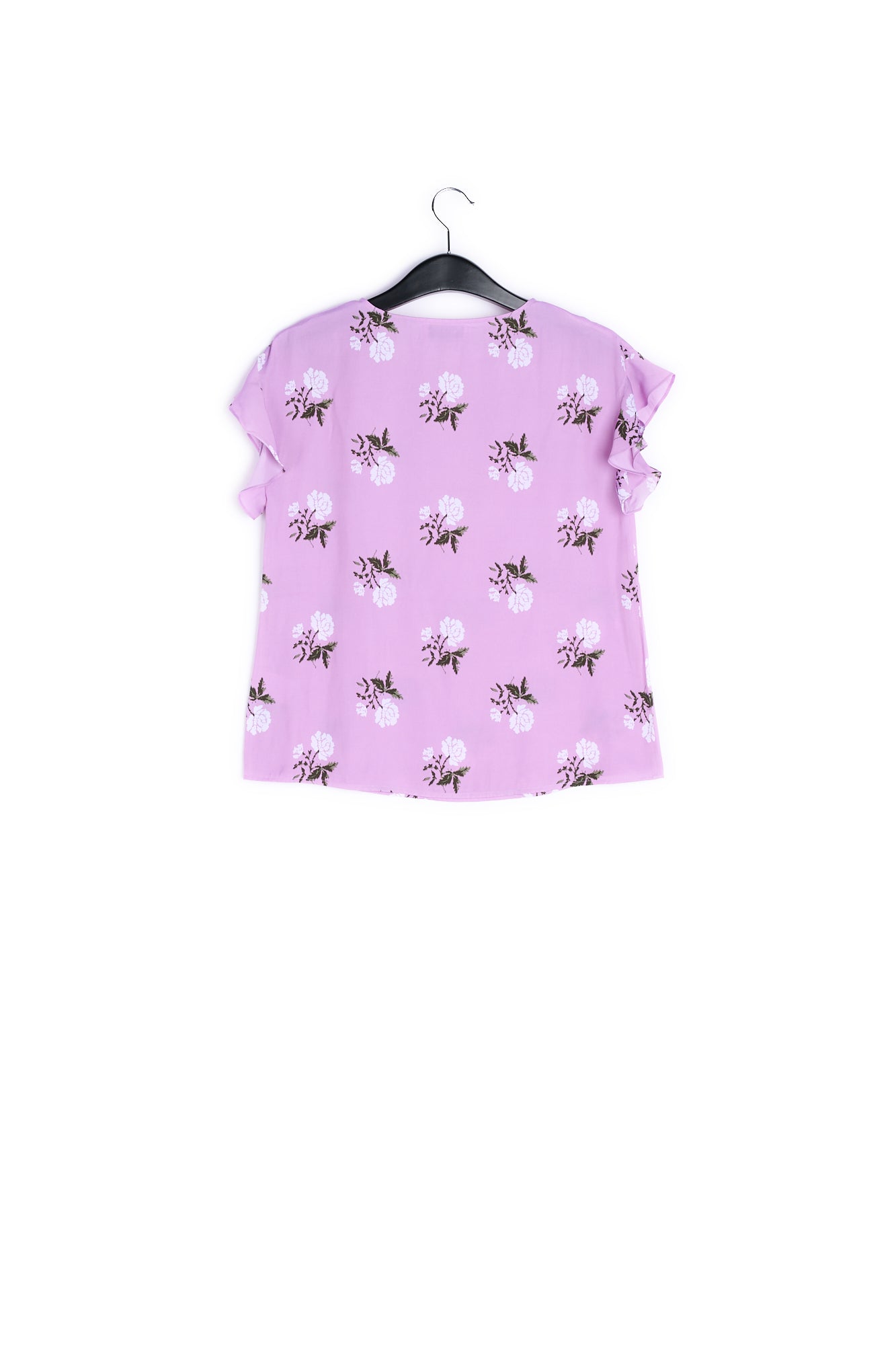 Pink flower print top with ruffled sleeves RE—SSENTIEL | Essentiel second hand