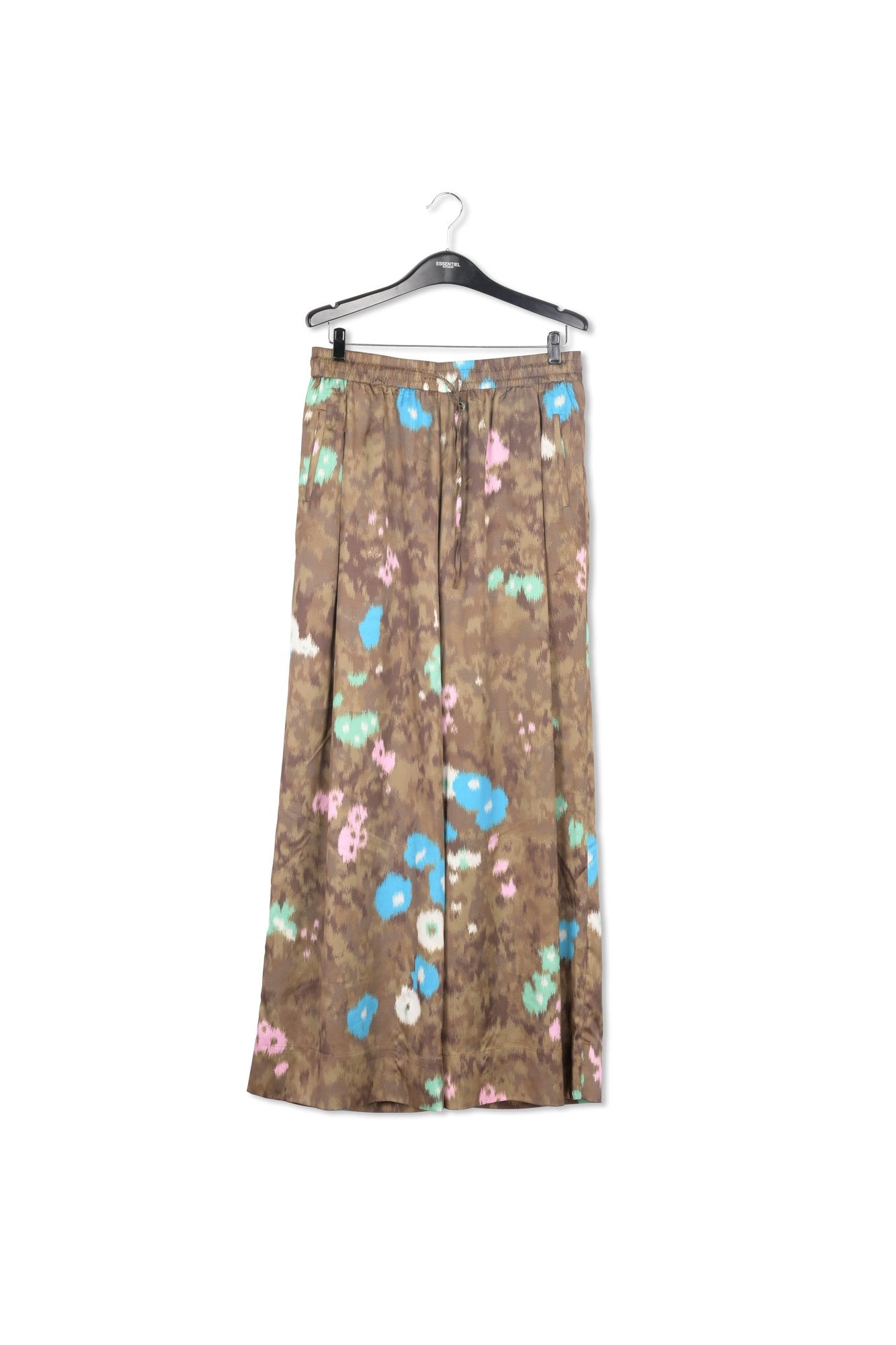 Khaki floral print wide-leg pants RE—SSENTIEL | Essentiel second hand