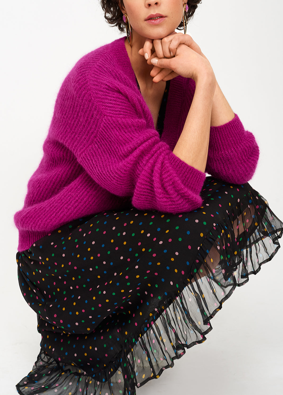 Purple mohair blend v-neck sweater RE—SSENTIEL | Essentiel second hand