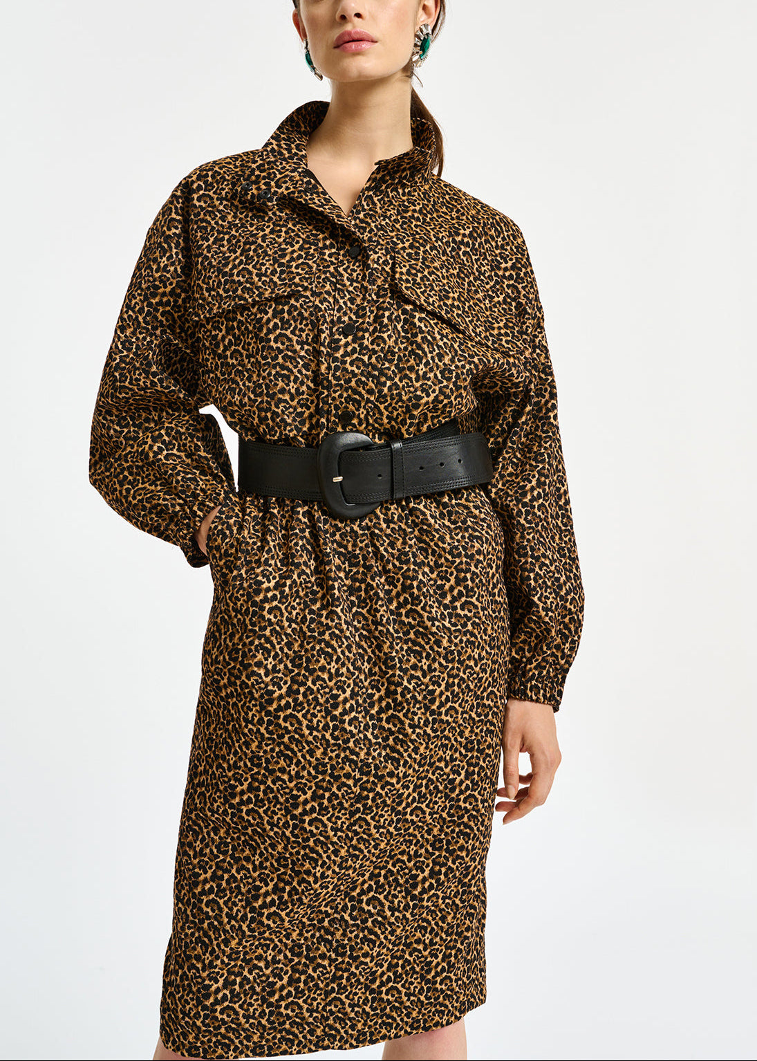 Jacquard knee-length dress with leopard motif RE—SSENTIEL | Essentiel second hand