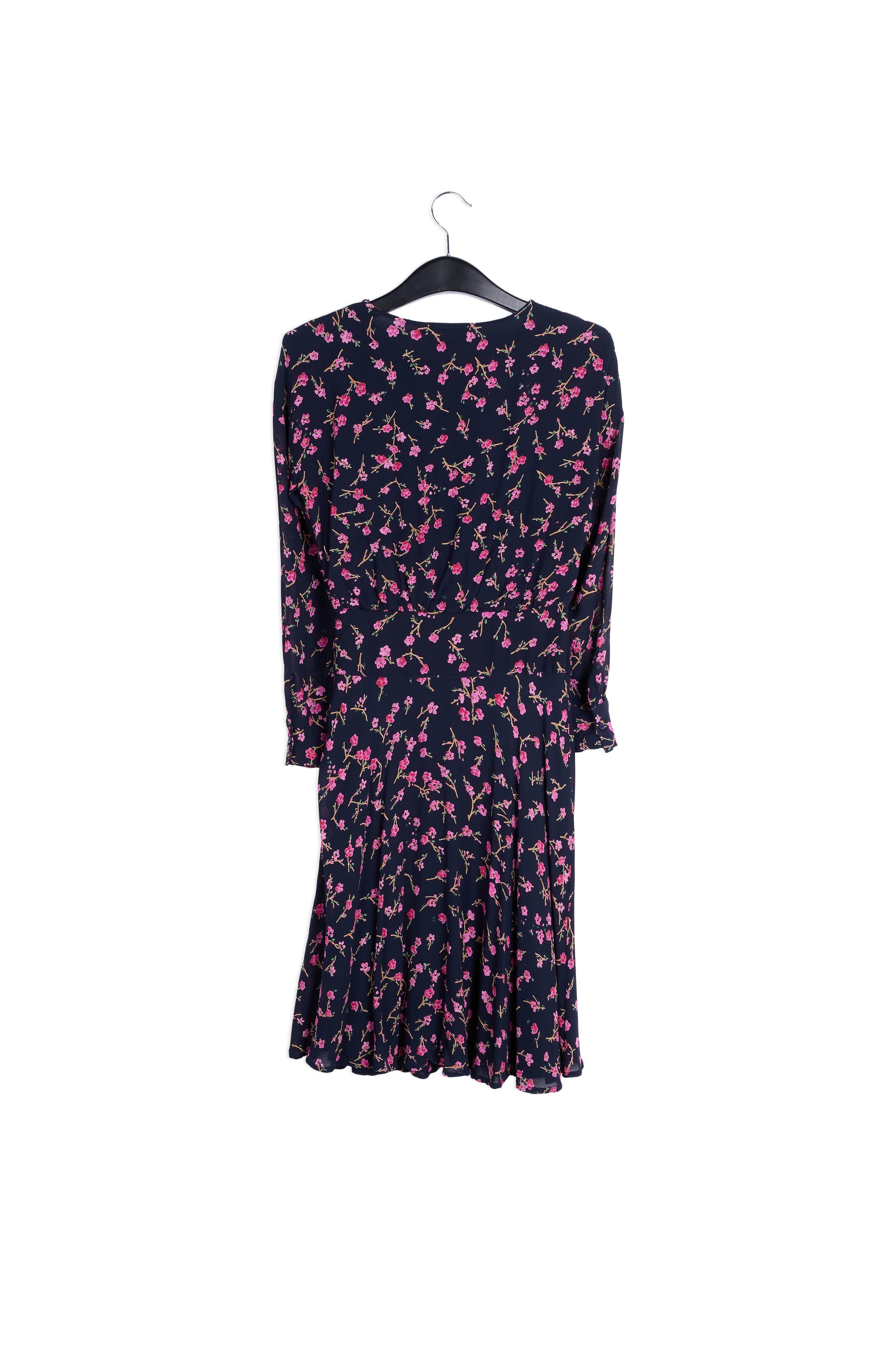Robe florale bleue foncé avec fleurs de cerisier RE—SSENTIEL | Essentiel second hand