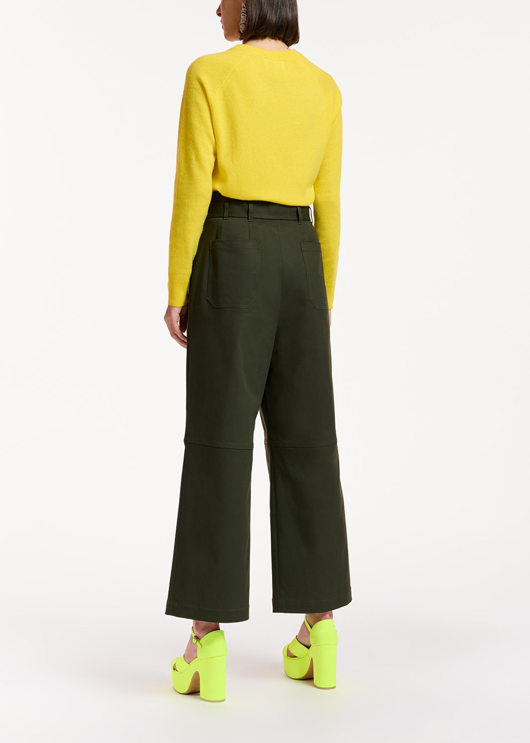 Dark green belted straight-leg pants RE—SSENTIEL | Essentiel second hand