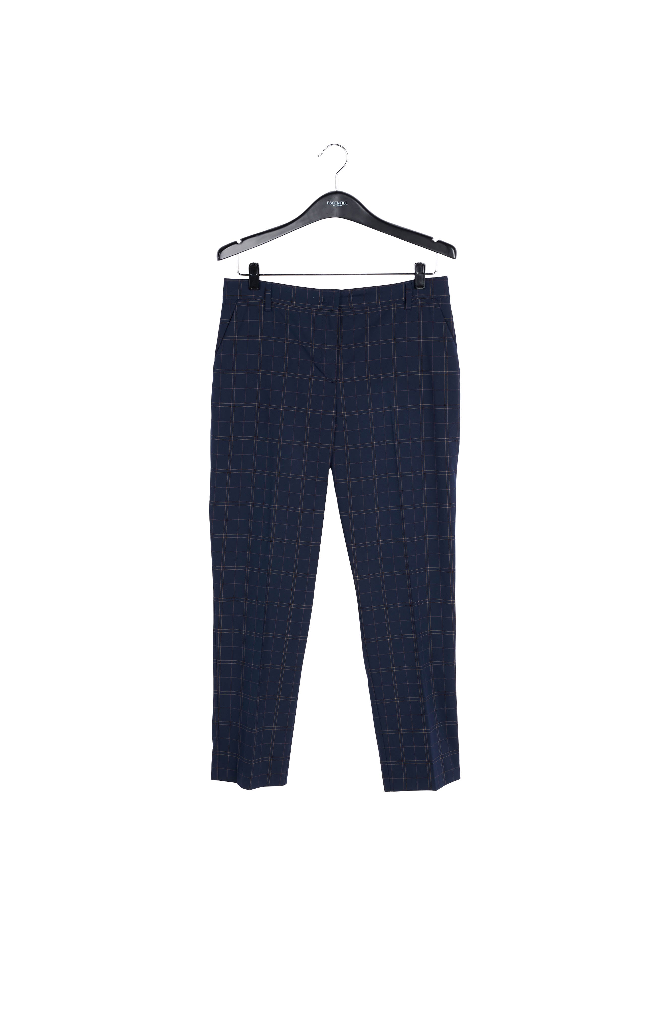 Donkerblauwe geklede broek met ruitjes RE—SSENTIEL | Essentiel second hand
