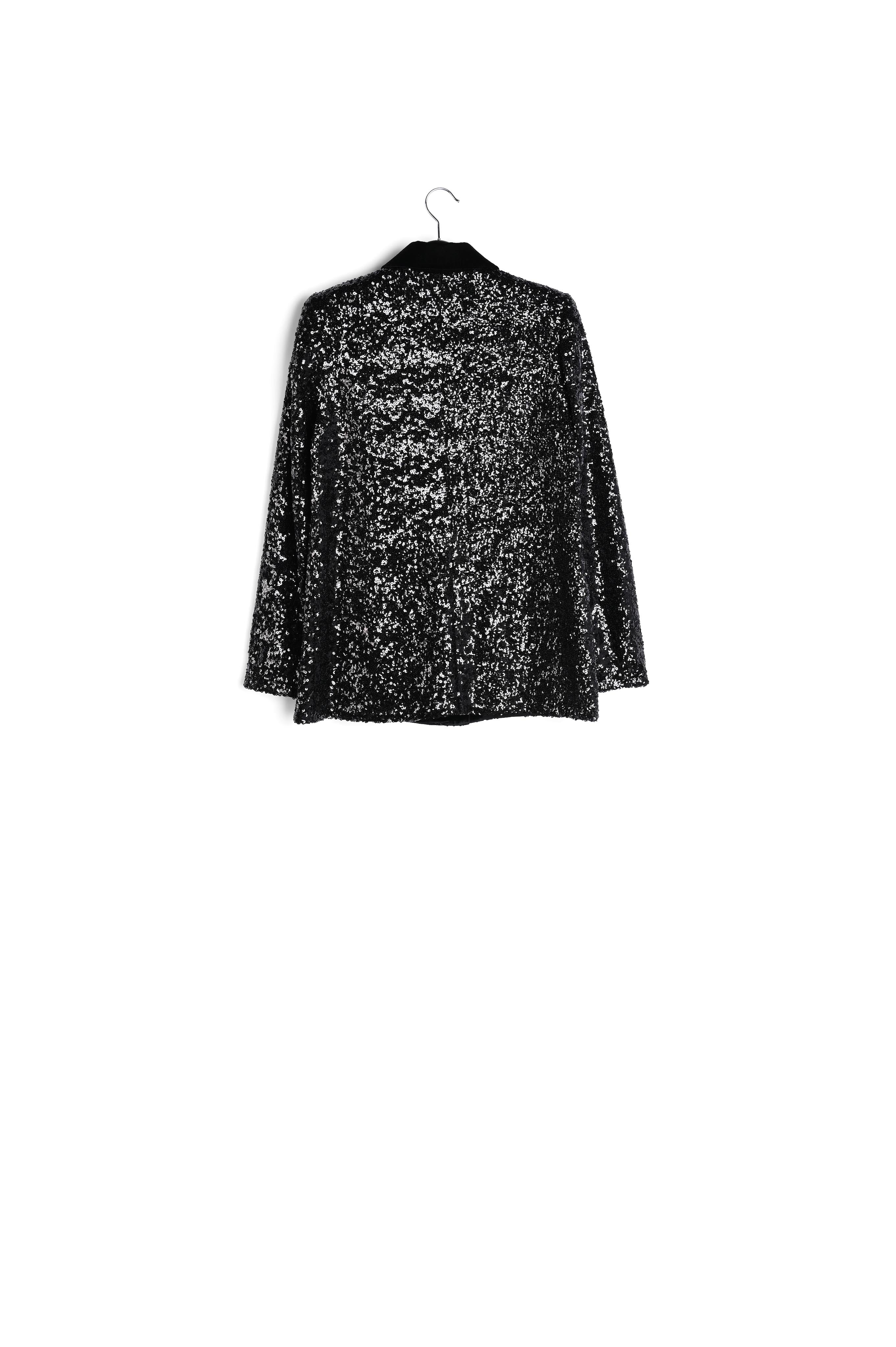 Black sequined double-breasted blazer RE—SSENTIEL | Essentiel second hand