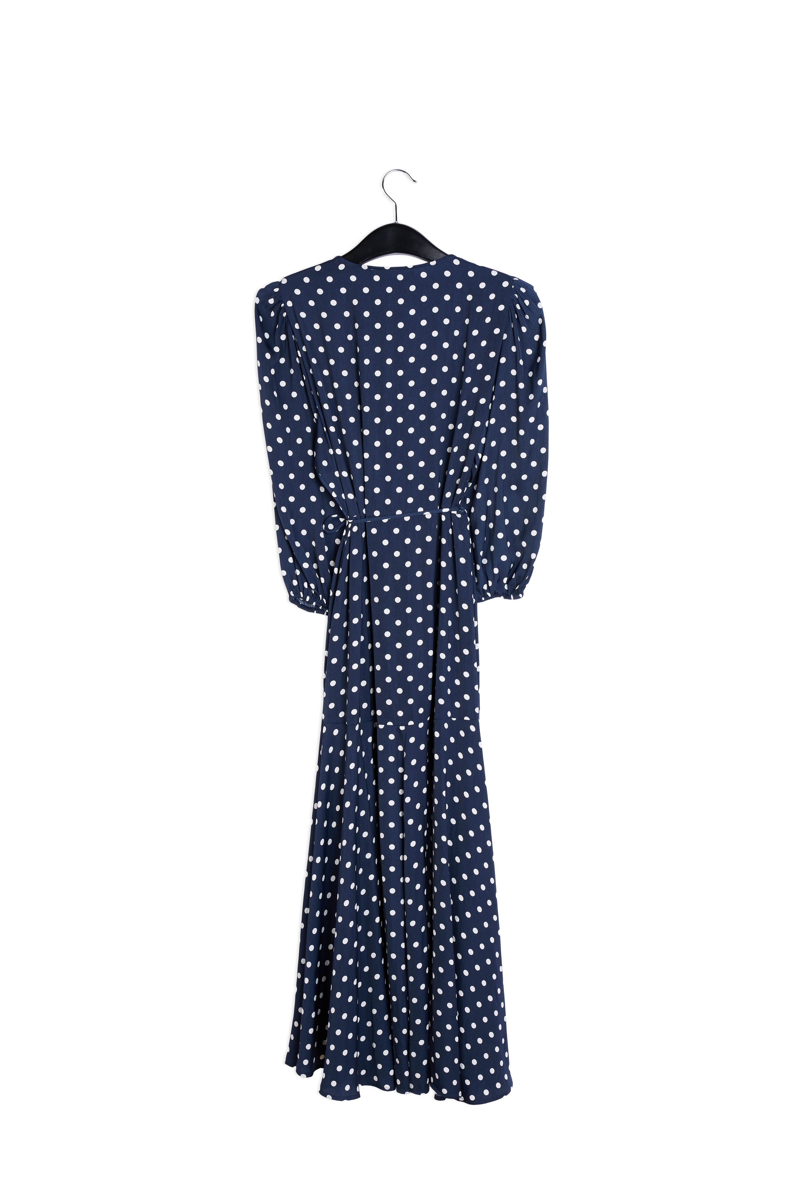 Dark blue polka dot wrap maxi dress RE—SSENTIEL | Essentiel second hand