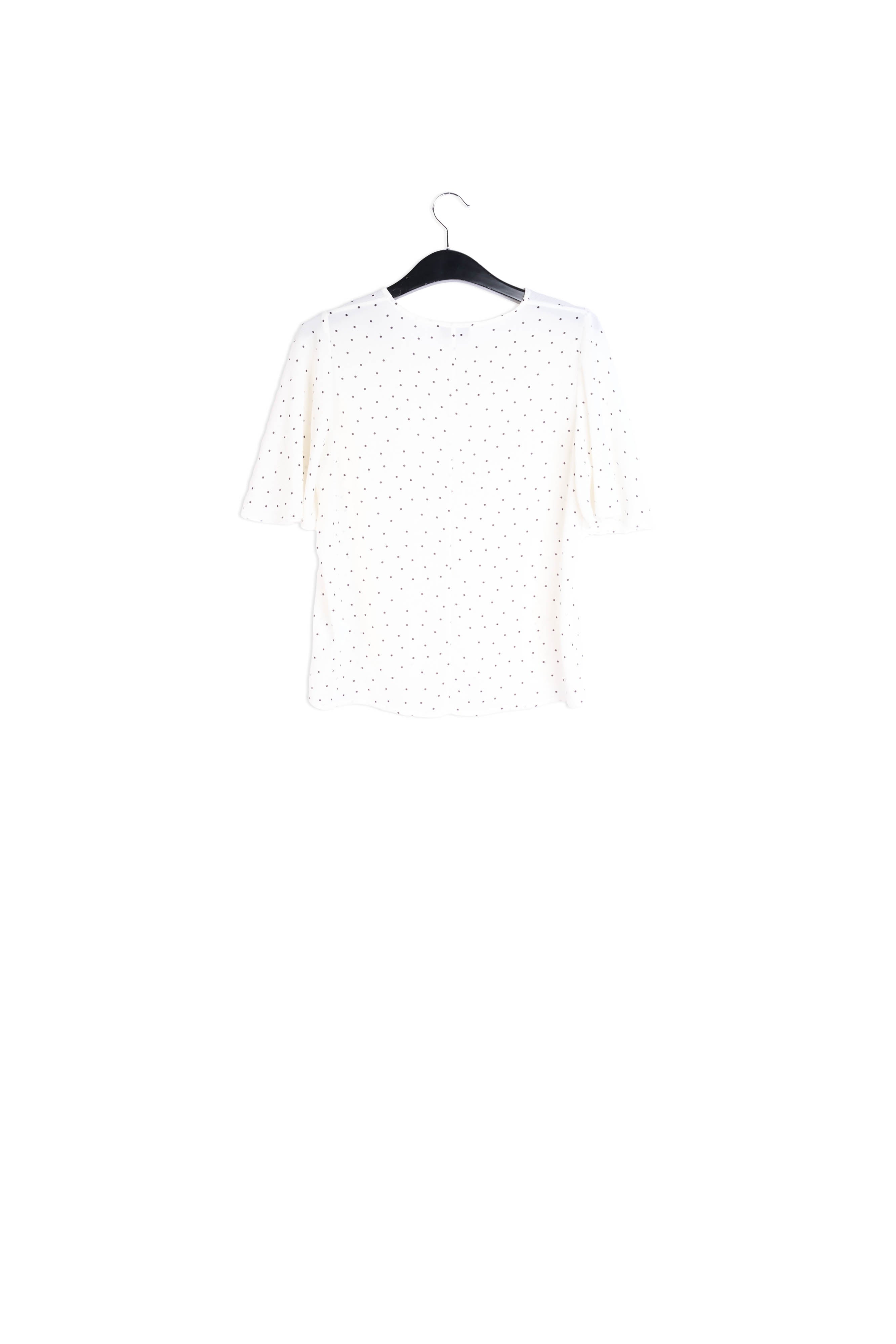 White polka dot v-neck top RE—SSENTIEL | Essentiel second hand