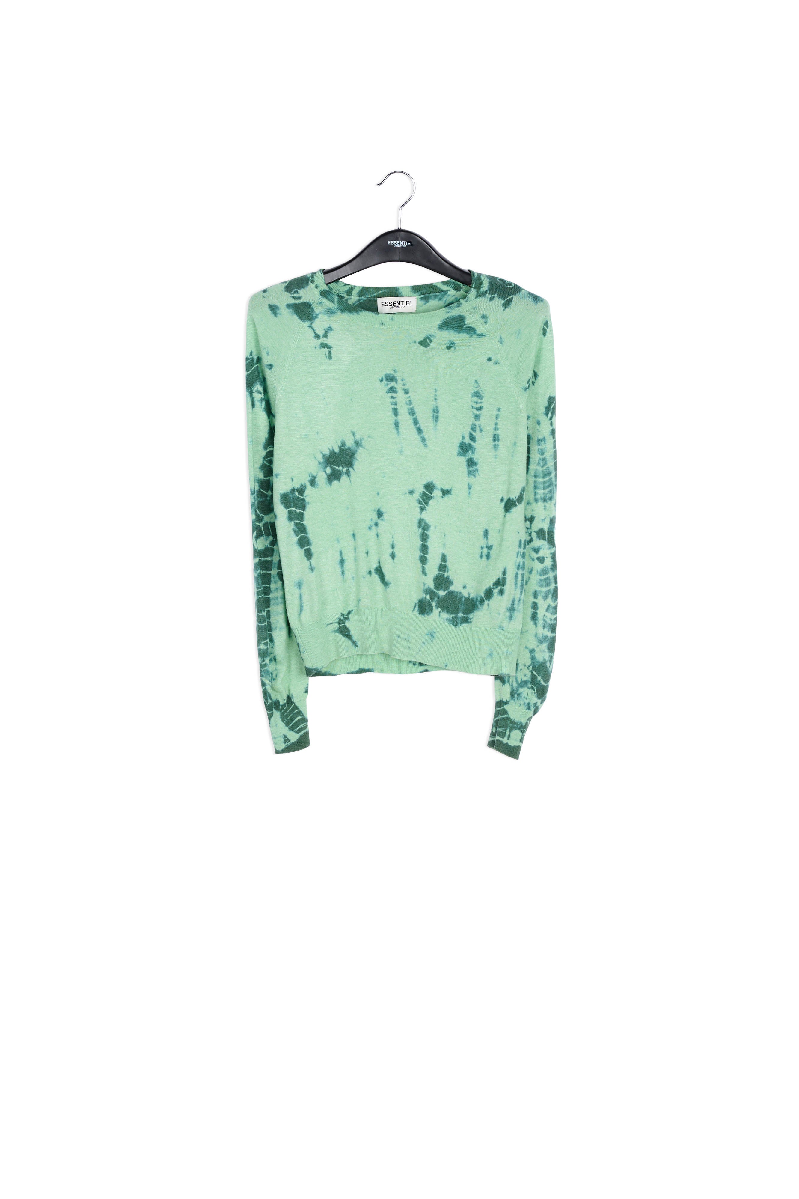 Mint green and dark green tie-dye sweater RE—SSENTIEL | Essentiel second hand