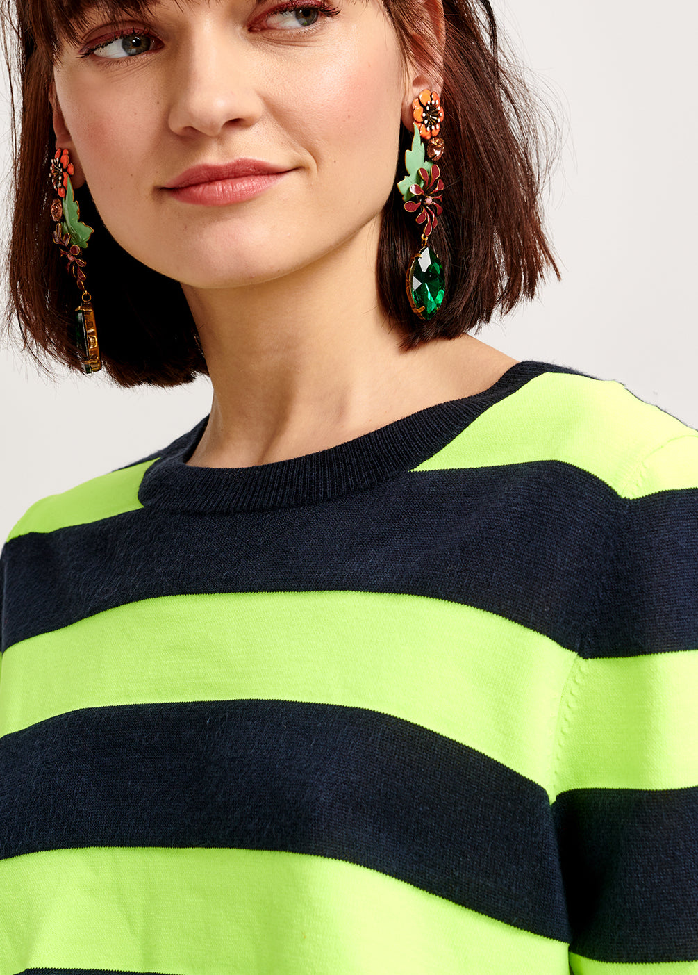 Dark blue and neon yellow striped sweater RE—SSENTIEL | Essentiel second hand