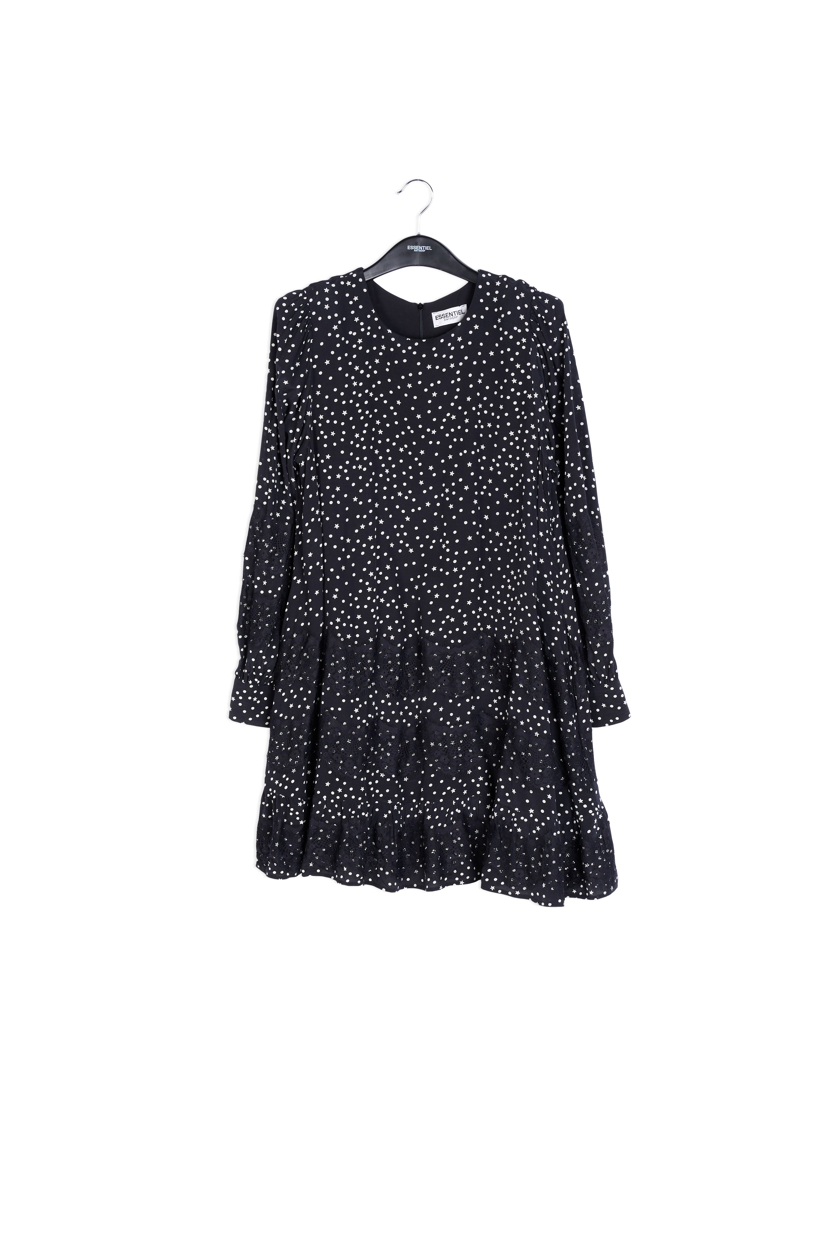 Black lace-trimmed mini dress RE—SSENTIEL | Essentiel second hand