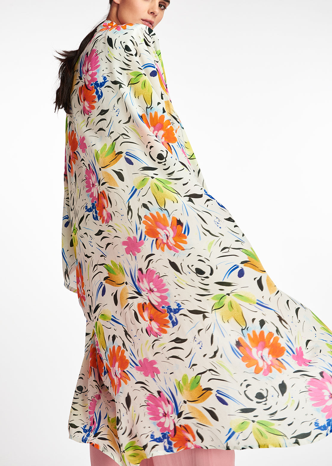 Off-white floral print kimono RE—SSENTIEL | Essentiel second hand