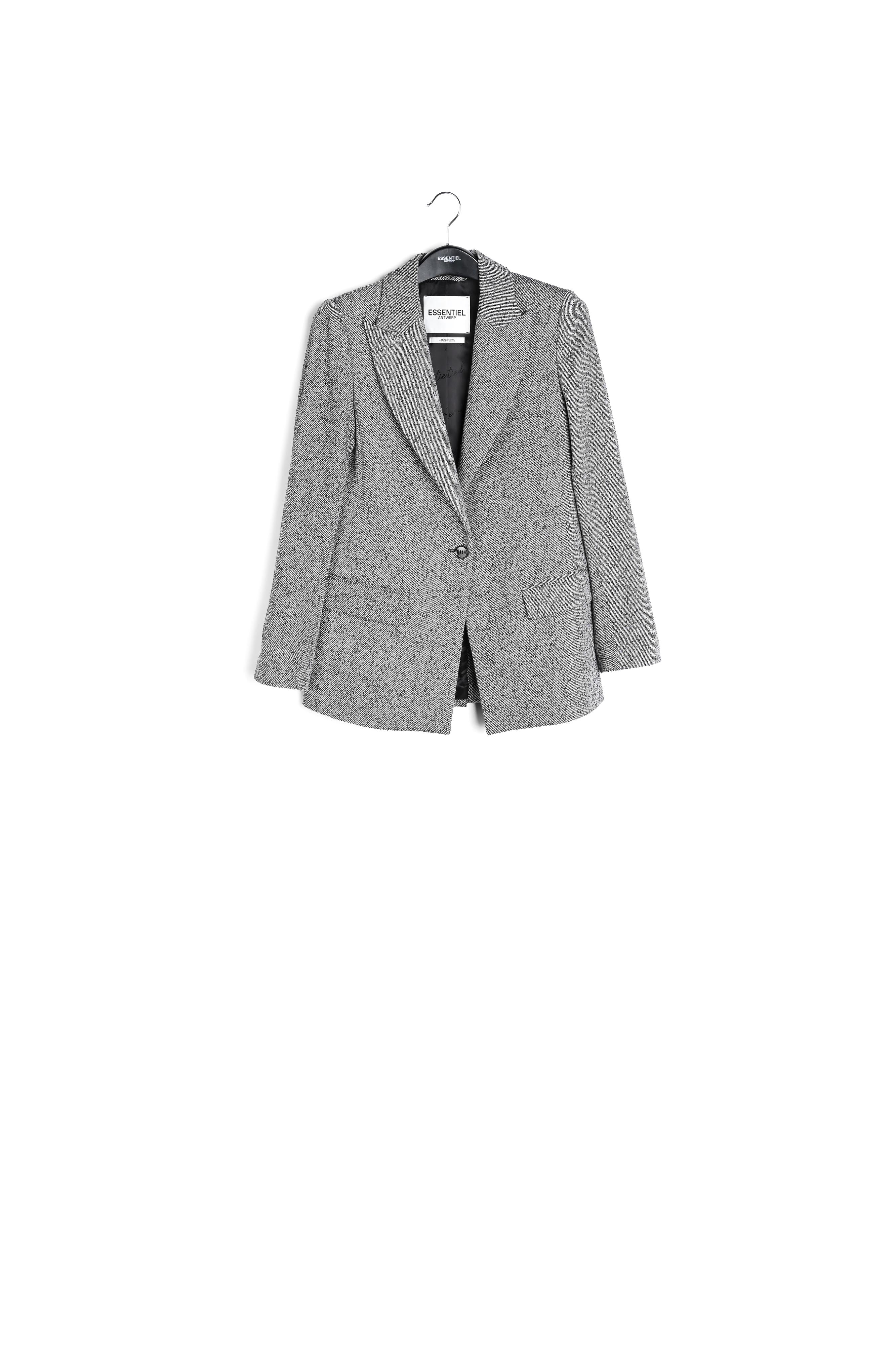 Veste tailleur gris mêlé à coupe droite RE—SSENTIEL | Essentiel second hand