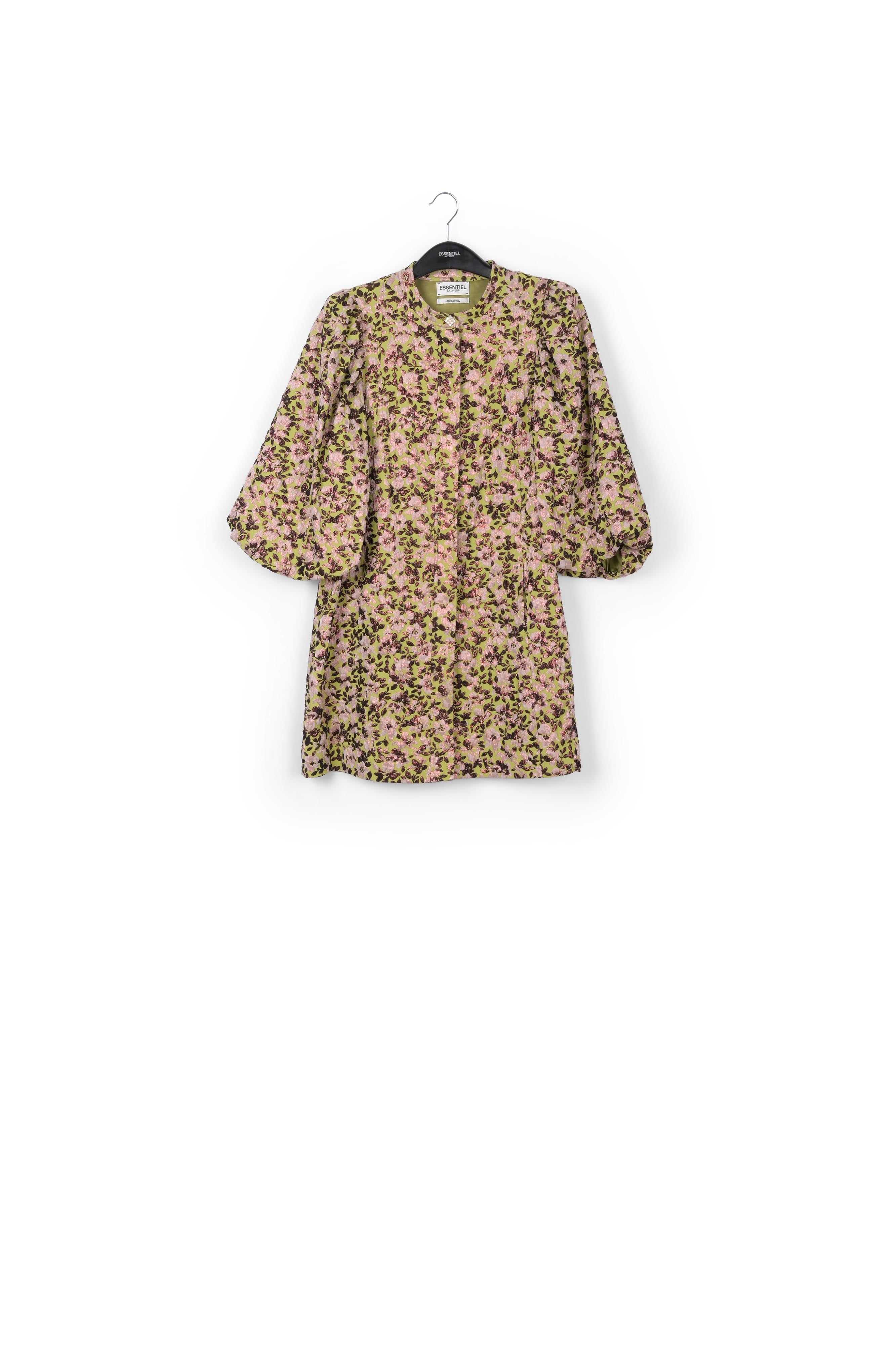 Green mini dress with metallic floral motif RE—SSENTIEL | Essentiel second hand