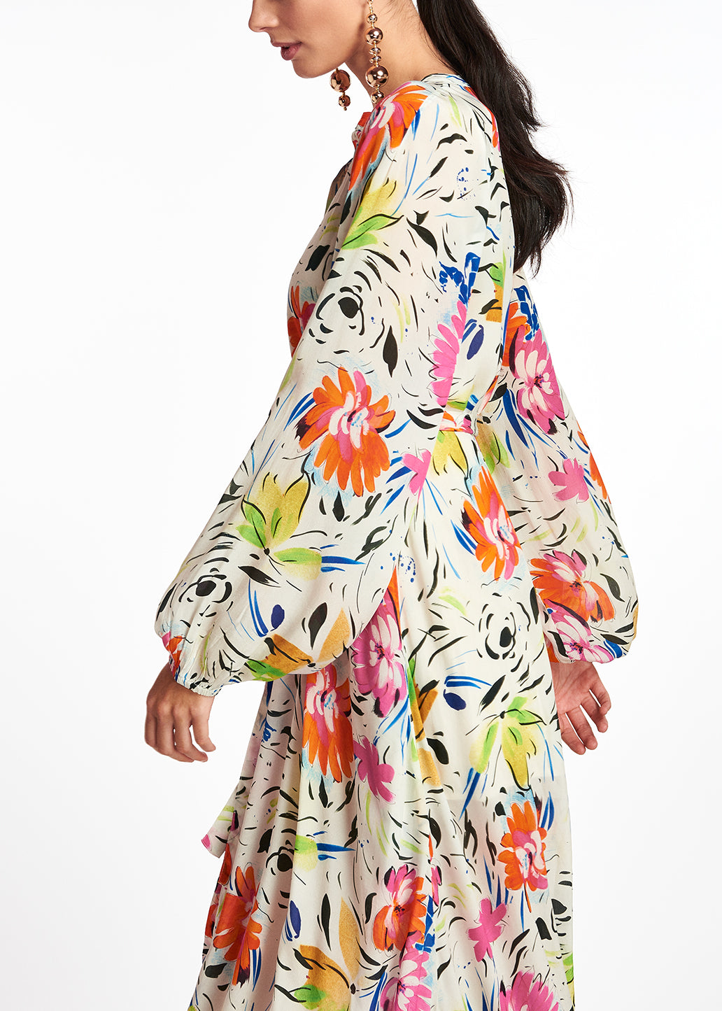 Off-white floral print maxi dress RE—SSENTIEL | Essentiel second hand