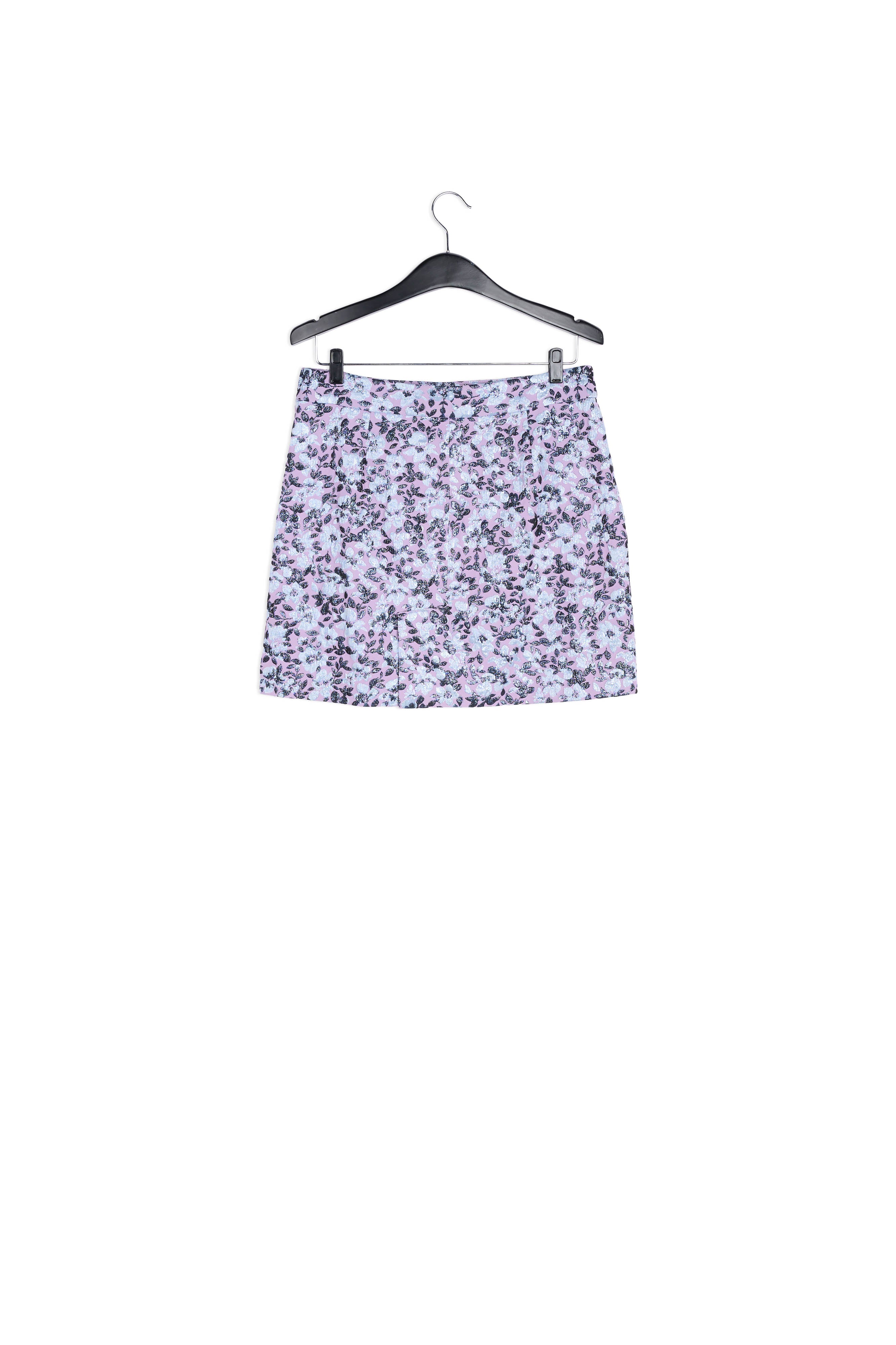 Lilac mini skirt with metallic floral motif RE—SSENTIEL | Essentiel second hand