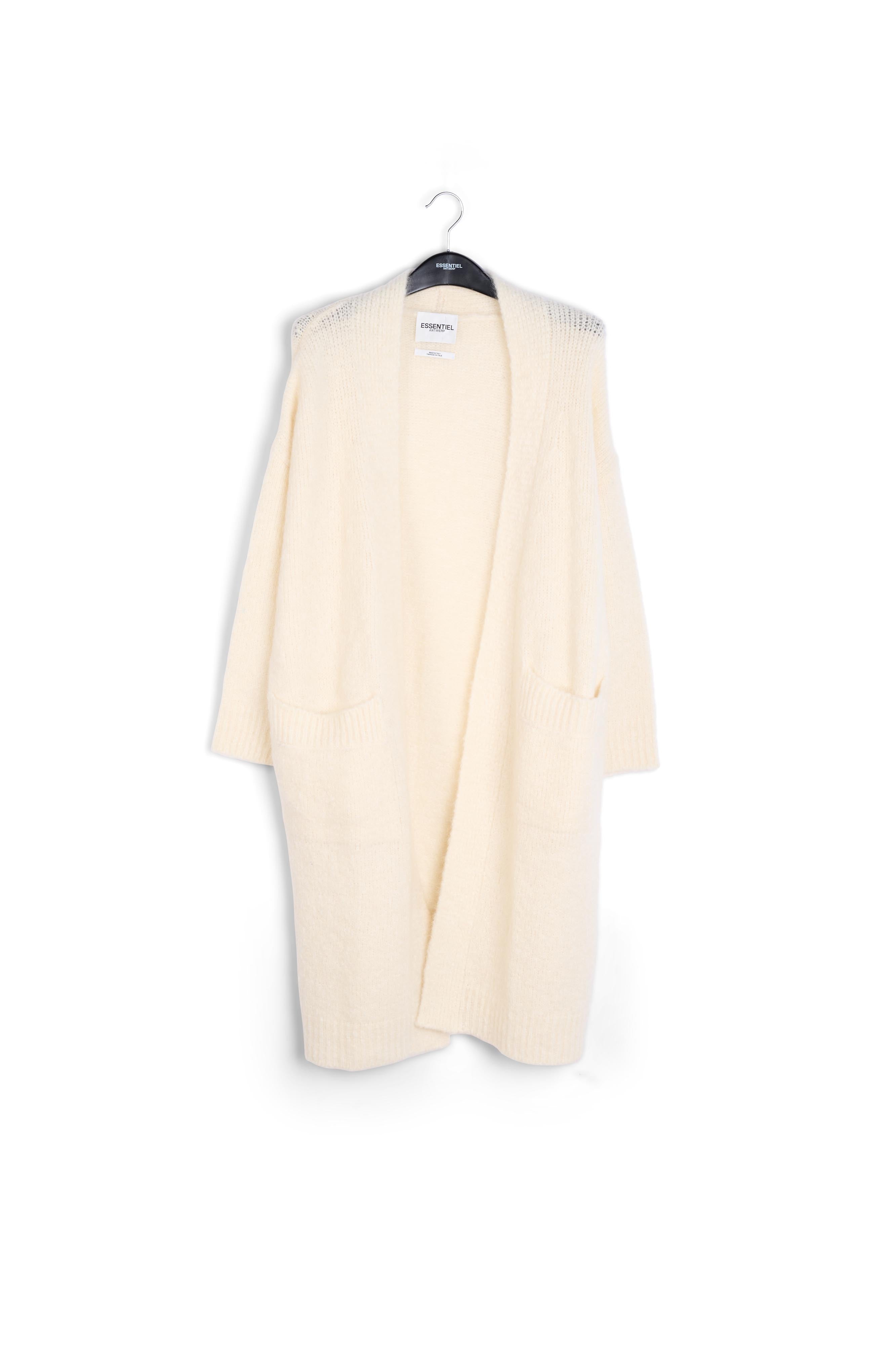 Off-white midi-length mohair-blend cardigan RE—SSENTIEL | Essentiel second hand