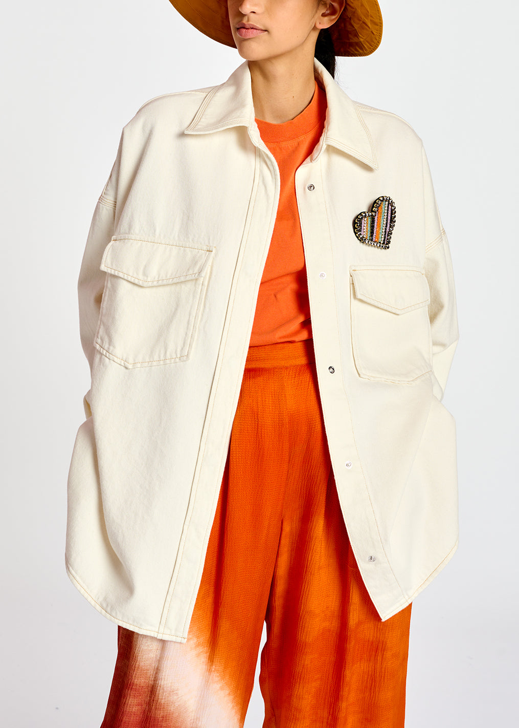 Surchemise oversize en coton denim écru RE—SSENTIEL | Essentiel second hand