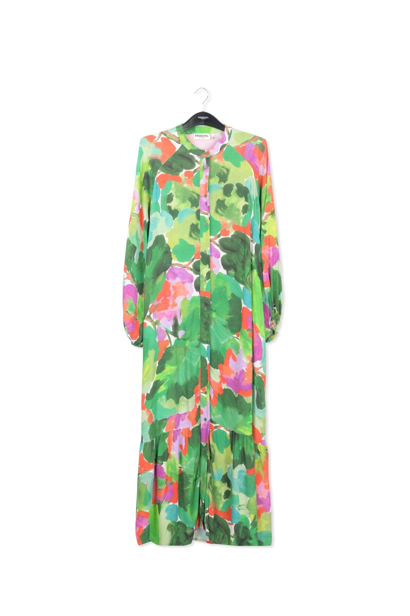Green watercolor print maxi-length shirt dress RE—SSENTIEL | Essentiel second hand
