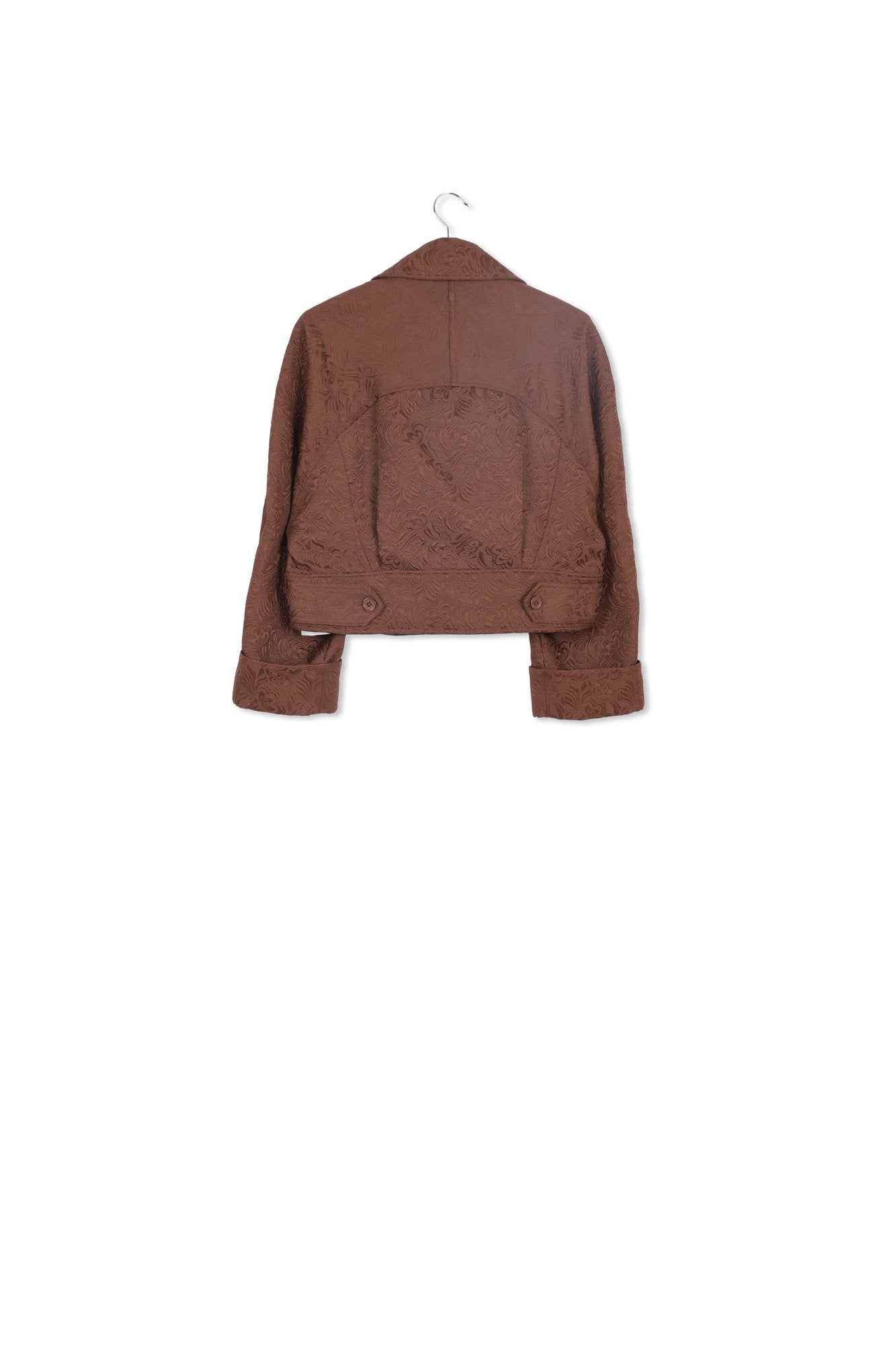 Brown jacquard double-breasted jacket RE—SSENTIEL | Essentiel second hand