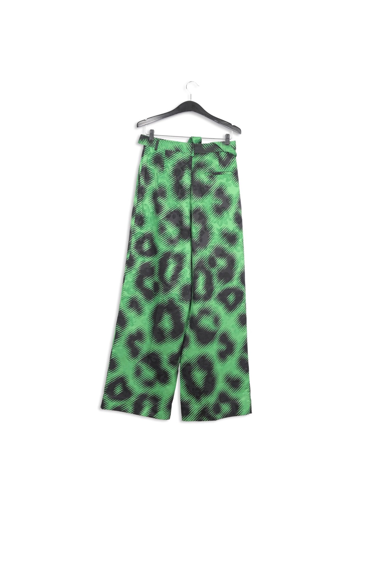 Green jacquard belted pants with leopard print RE—SSENTIEL | Essentiel second hand