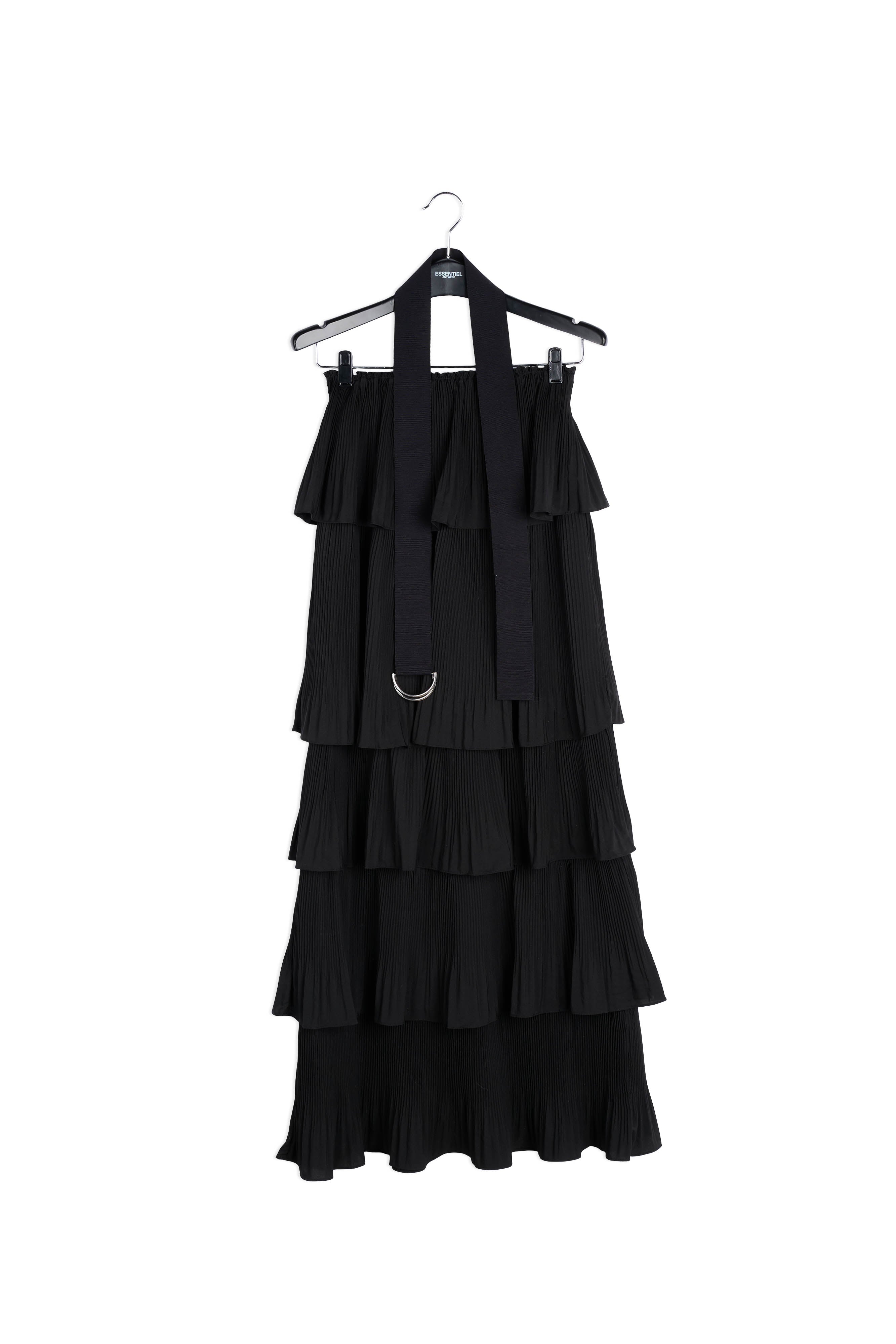 Black tiered strapless dress RE—SSENTIEL | Essentiel second hand