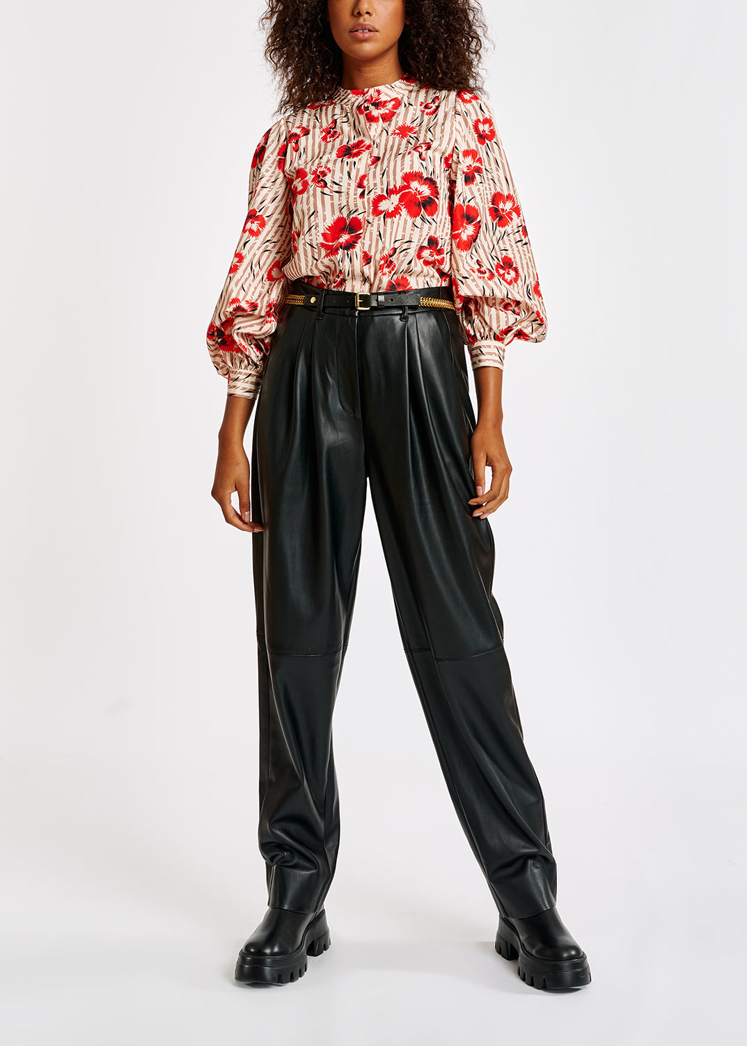 Top à  rayures et fleurs rouges RE—SSENTIEL | Essentiel second hand