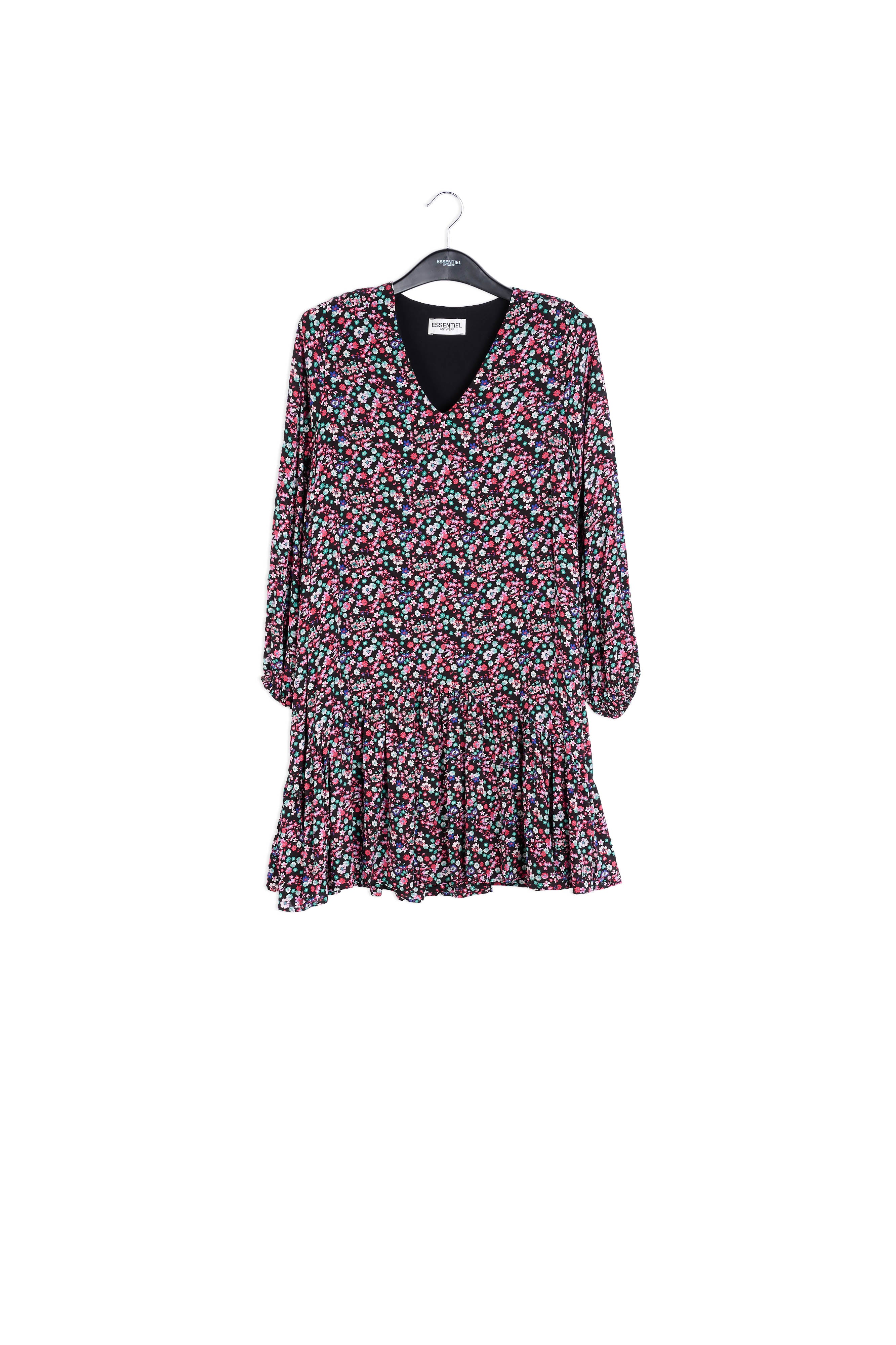 Mini robe noire à imprimé floral RE—SSENTIEL | Essentiel second hand