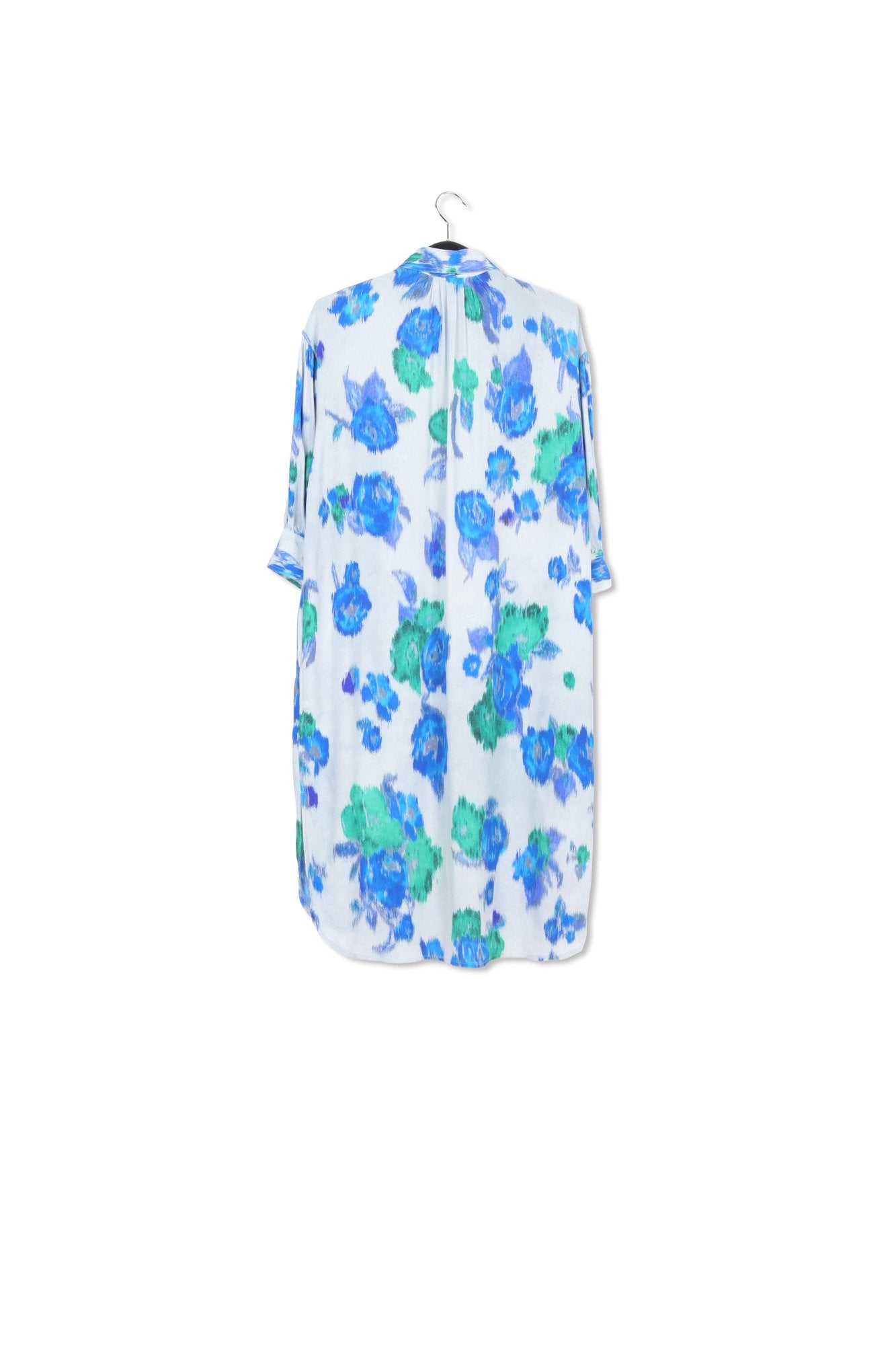Light blue, blue and green floral-print shirt dress RE—SSENTIEL | Essentiel second hand
