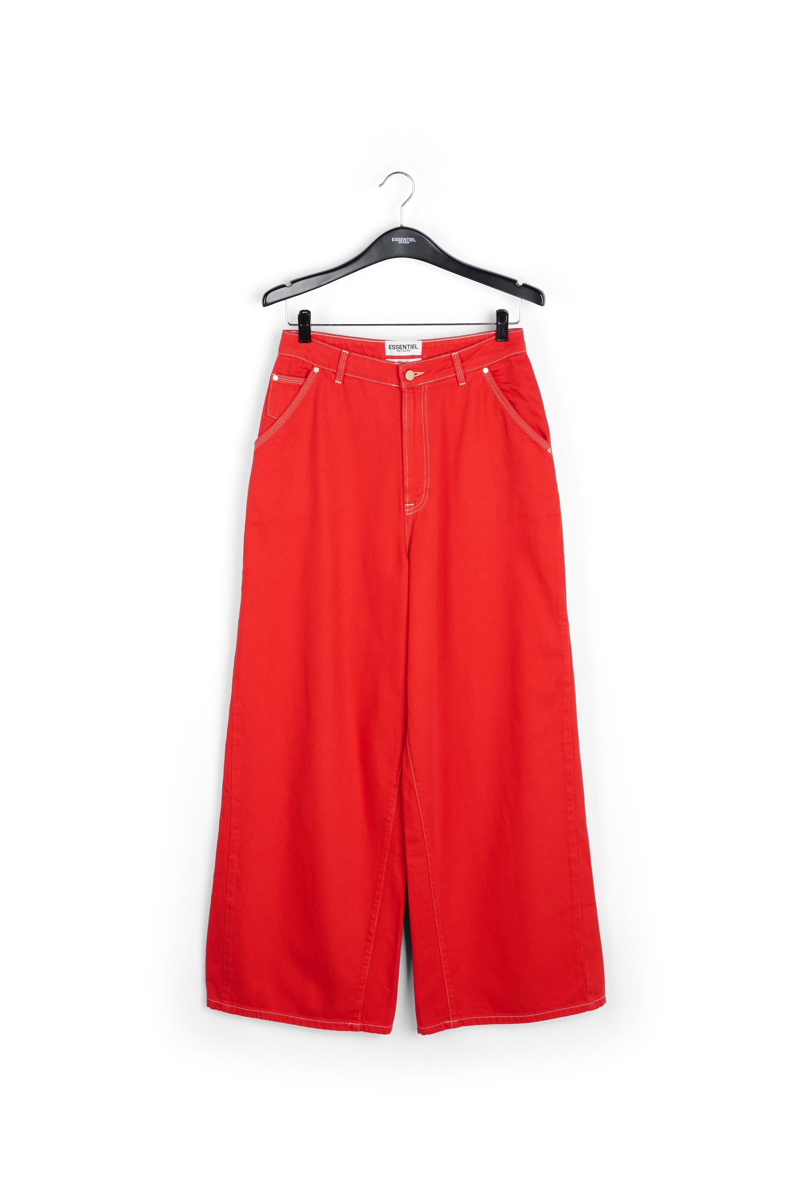 Red denim wide-leg jeans RE—SSENTIEL | Essentiel second hand