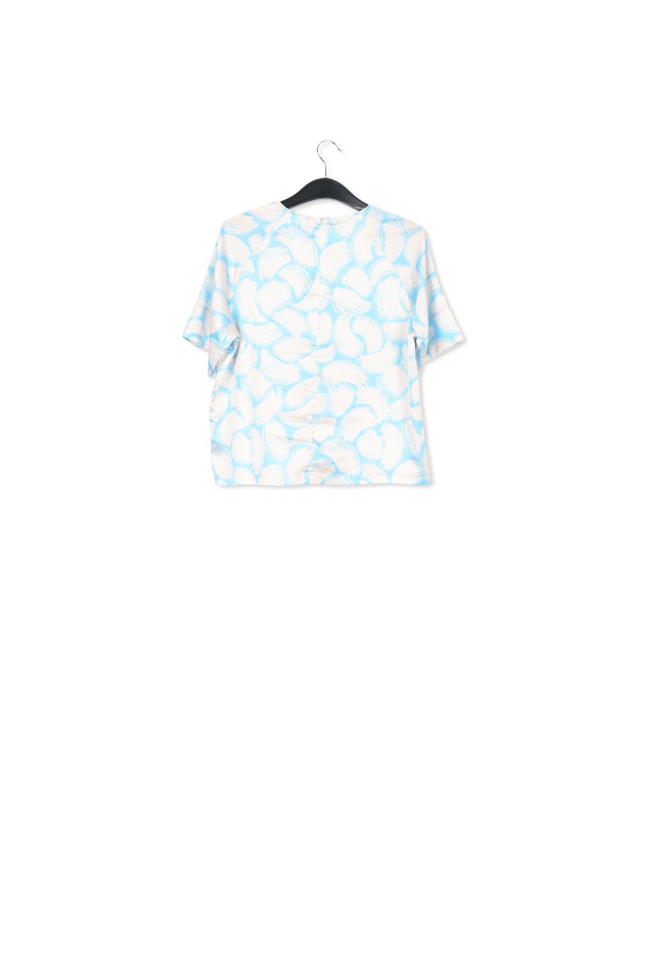 Top oversize à imprimé abstrait bleu et blanc cassé RE—SSENTIEL | Essentiel second hand