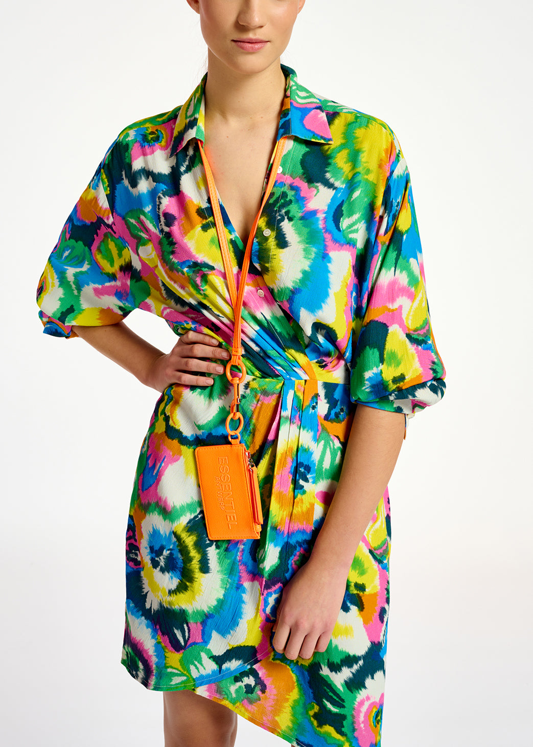 Multicolor floral print mini wrap dress RE—SSENTIEL | Essentiel second hand