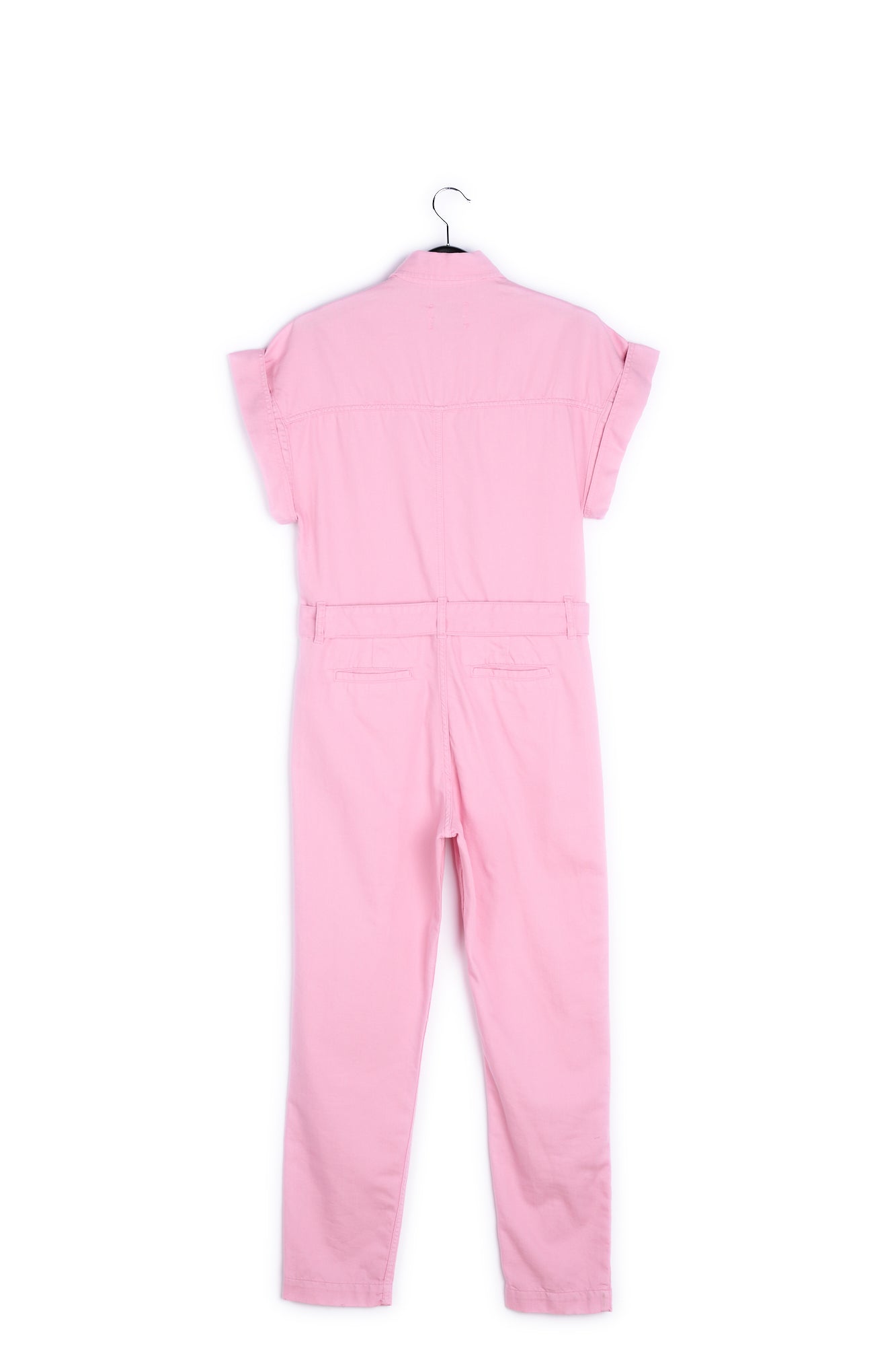 Light pink short-sleeved denim jumpsuit RE—SSENTIEL | Essentiel second hand