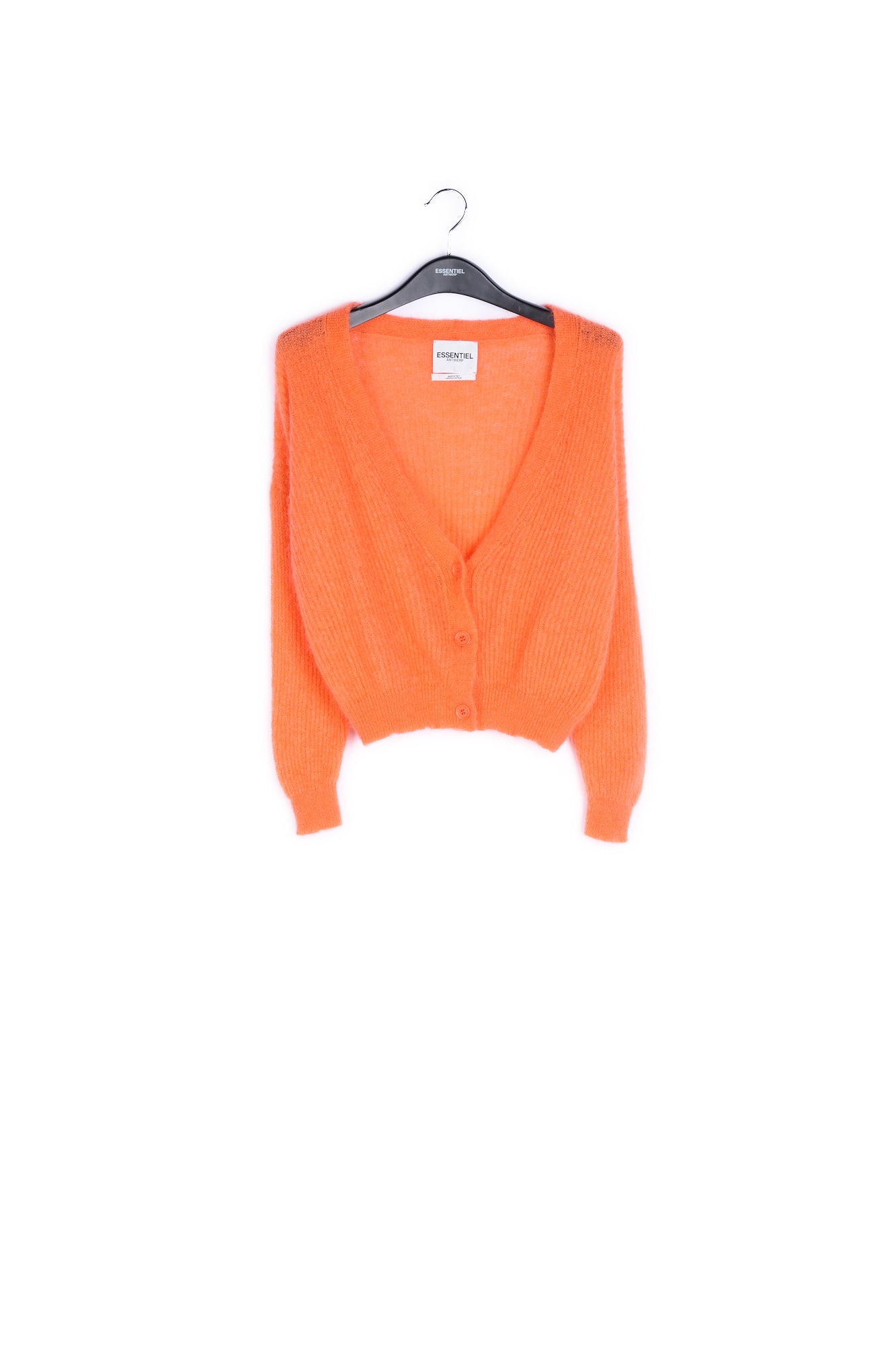 Orange ribbed knit cardigan with mohair RE—SSENTIEL | Essentiel second hand
