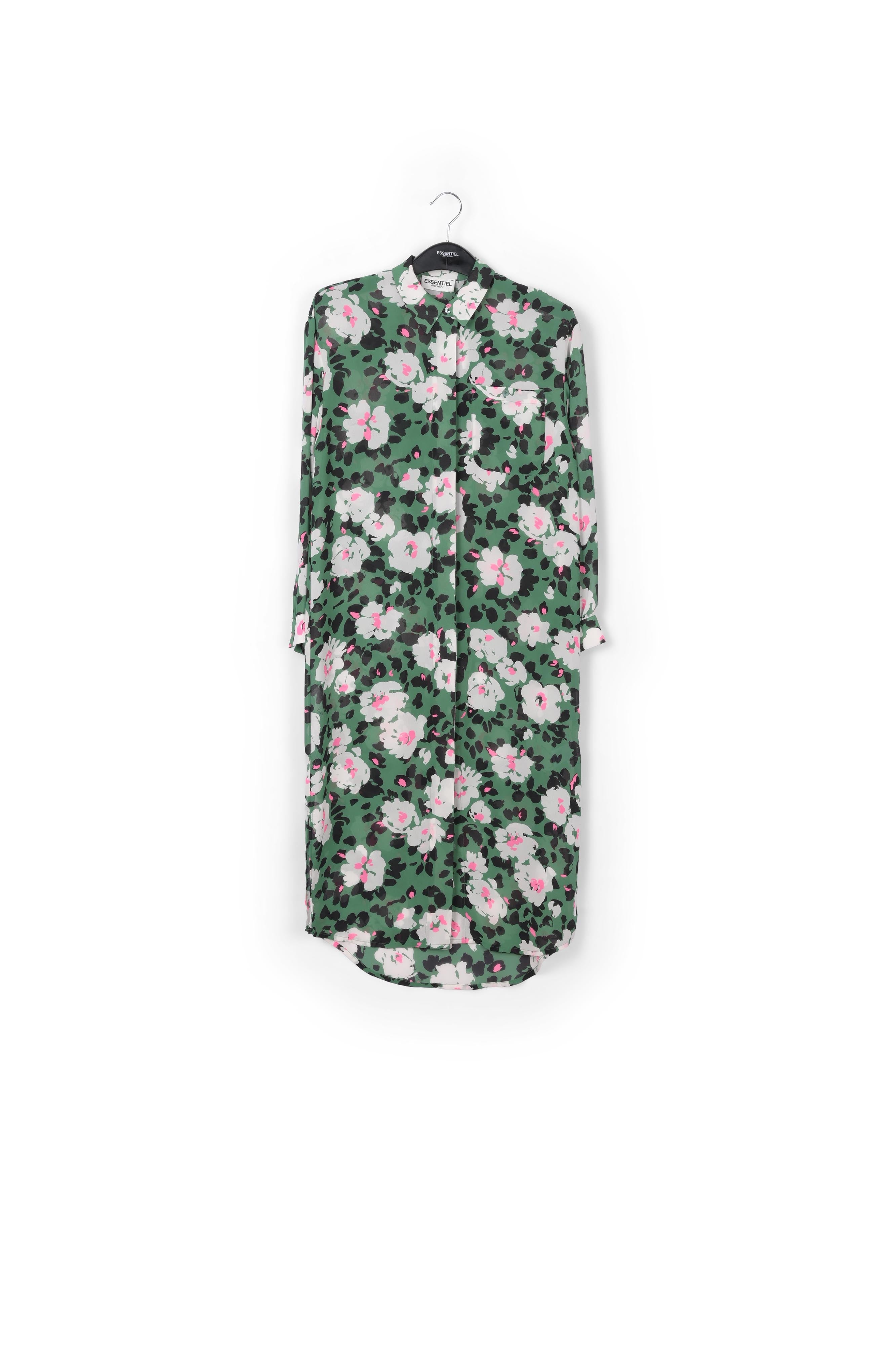 Robe chemise verte à imprimé floral RE—SSENTIEL | Essentiel second hand