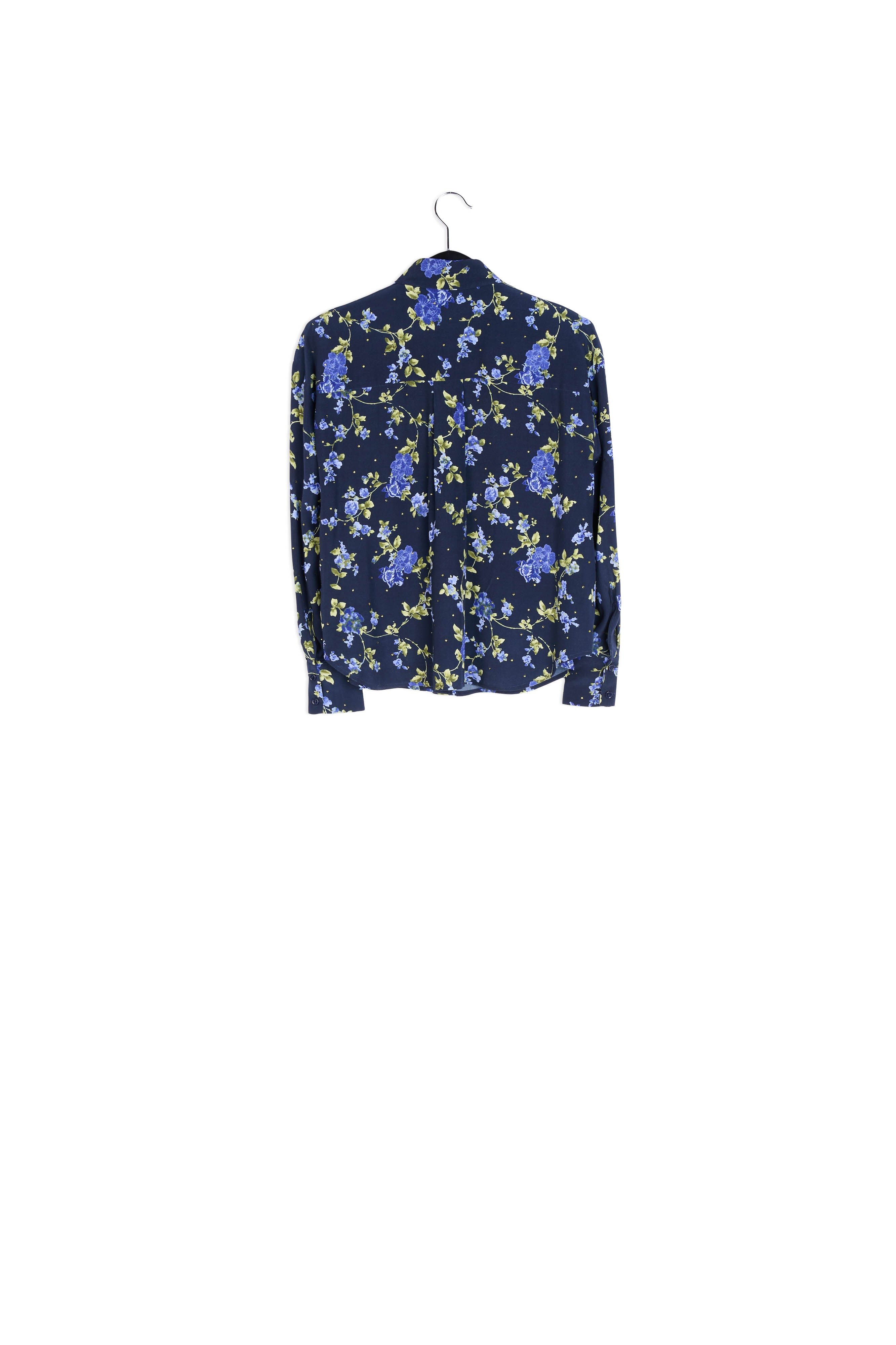 Dark bluefloral print shirt with rhinestones RE—SSENTIEL | Essentiel second hand