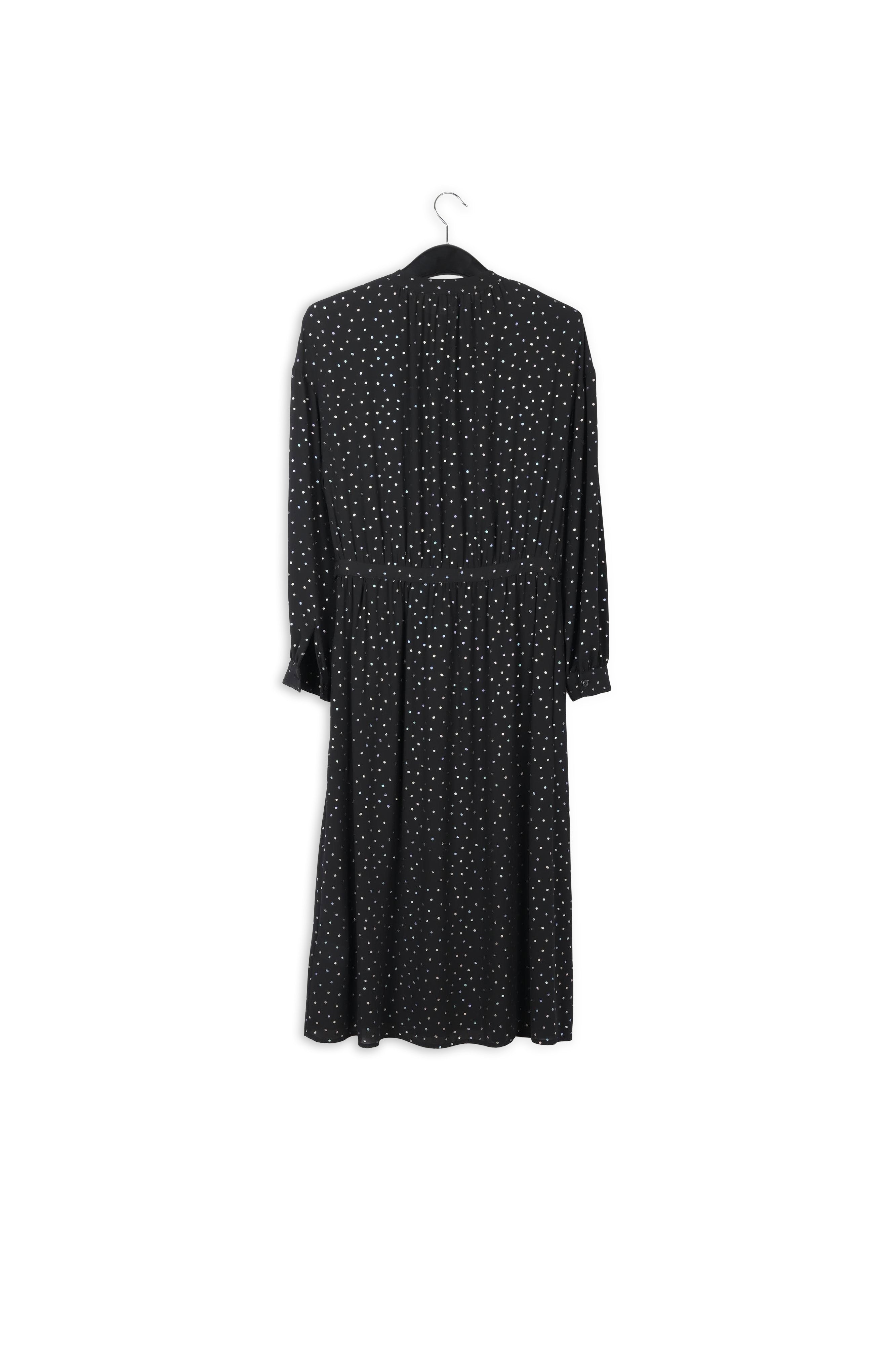 Black belted midi dress with holographic polka dots RE—SSENTIEL | Essentiel second hand
