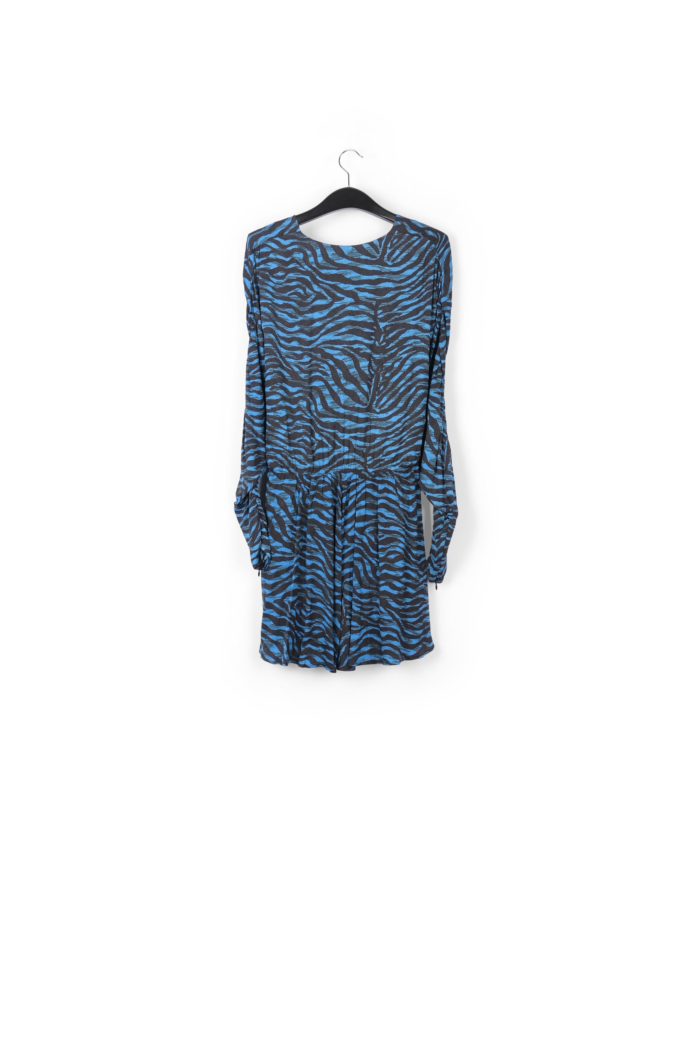 Mini-robe volumineuse zébrée turquoise et noir RE—SSENTIEL | Essentiel second hand