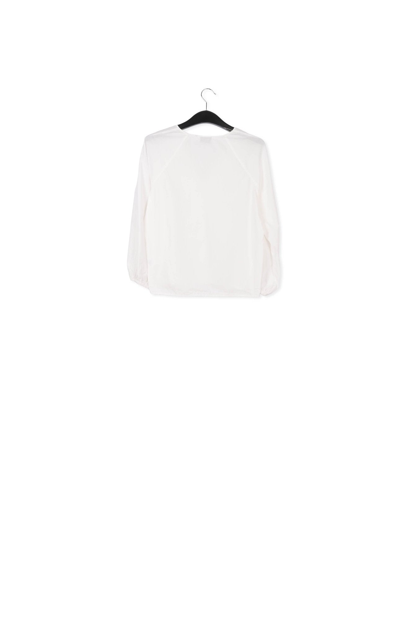 White V-neck top with puffed sleeves RE—SSENTIEL | Essentiel second hand