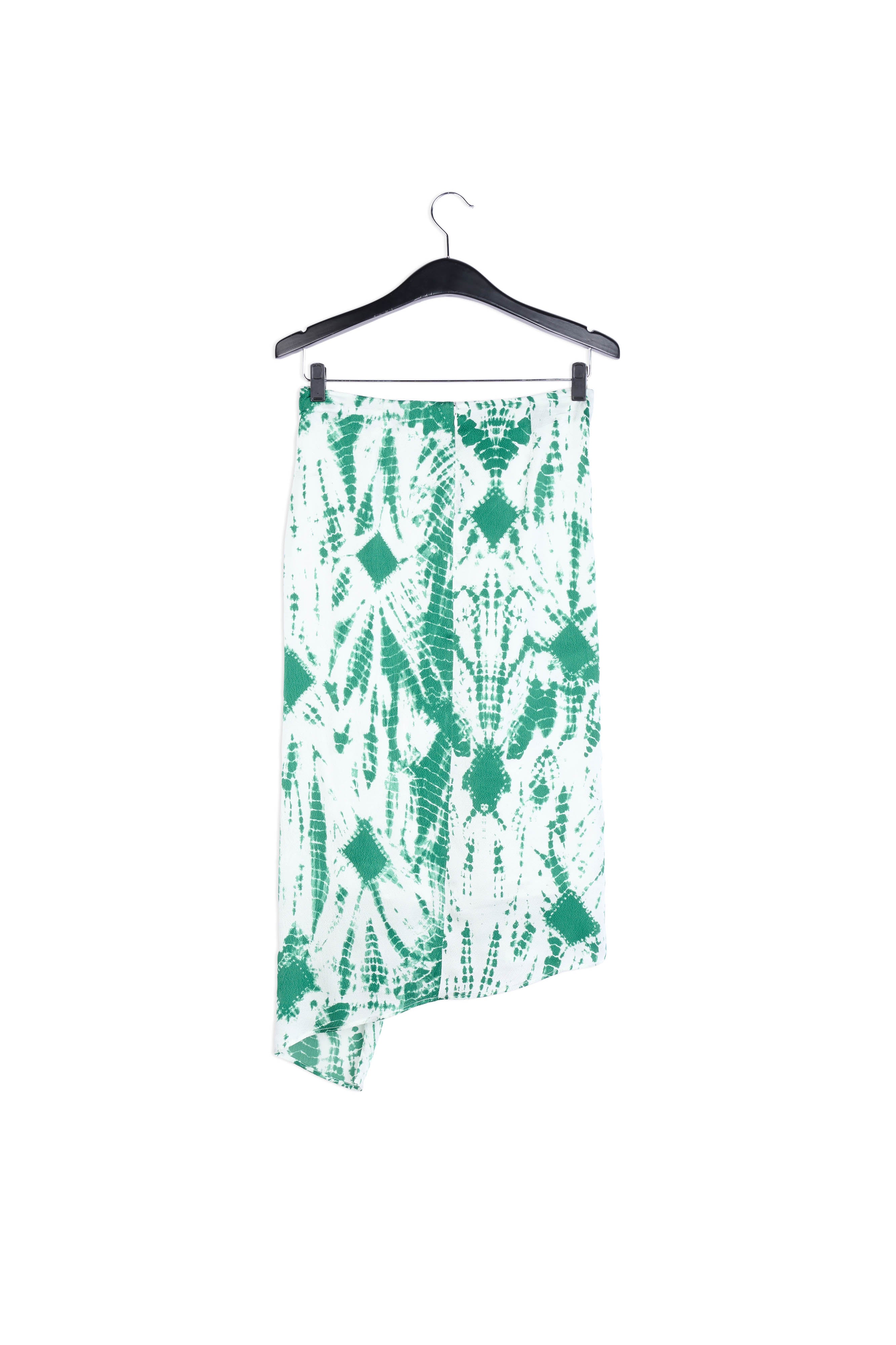 Jupe midi en soie tie-dye blanc cassé et vert RE—SSENTIEL | Essentiel second hand