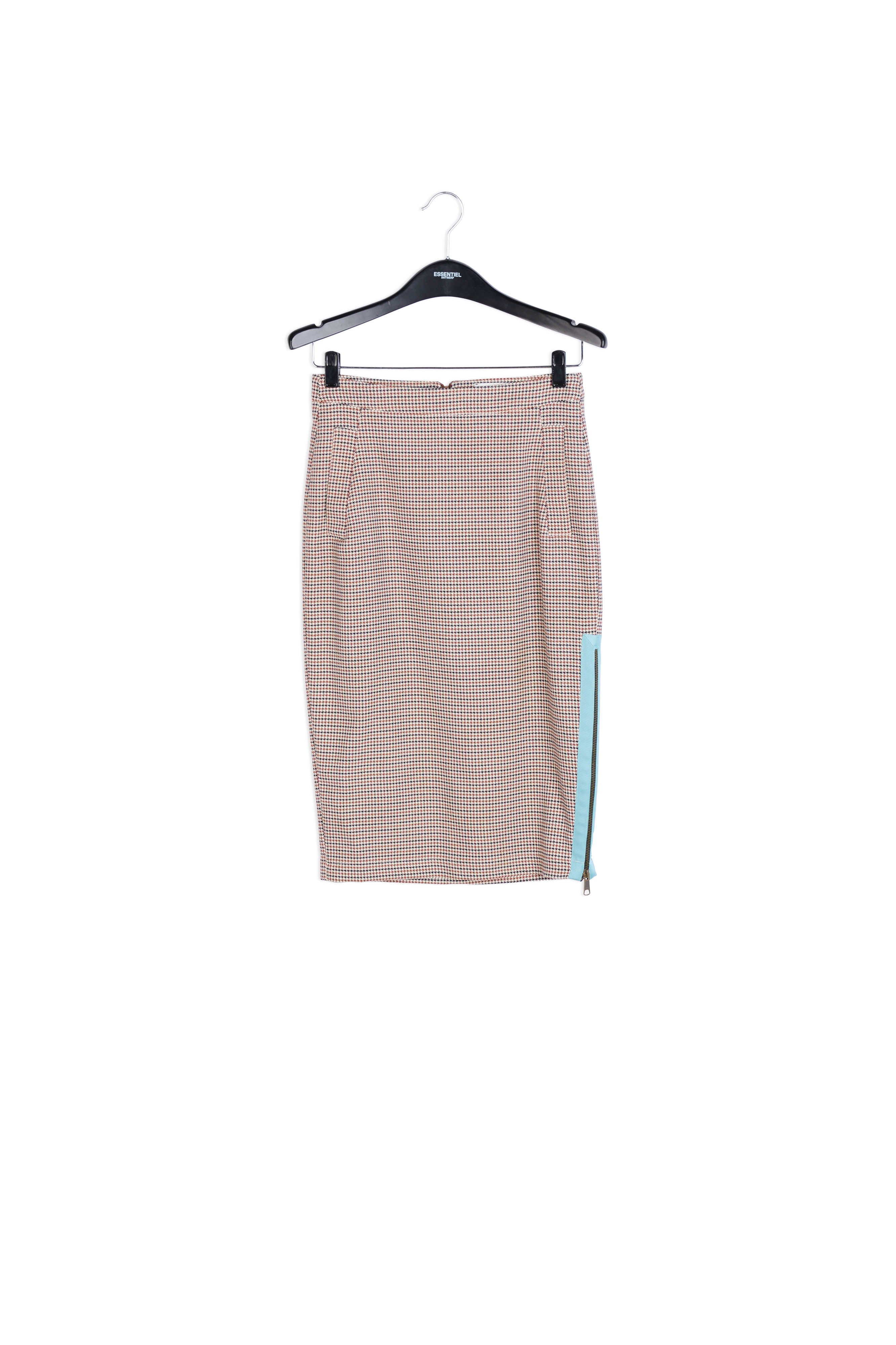 Jupe pinceau pied-de-poule beige avec fente RE—SSENTIEL | Essentiel second hand