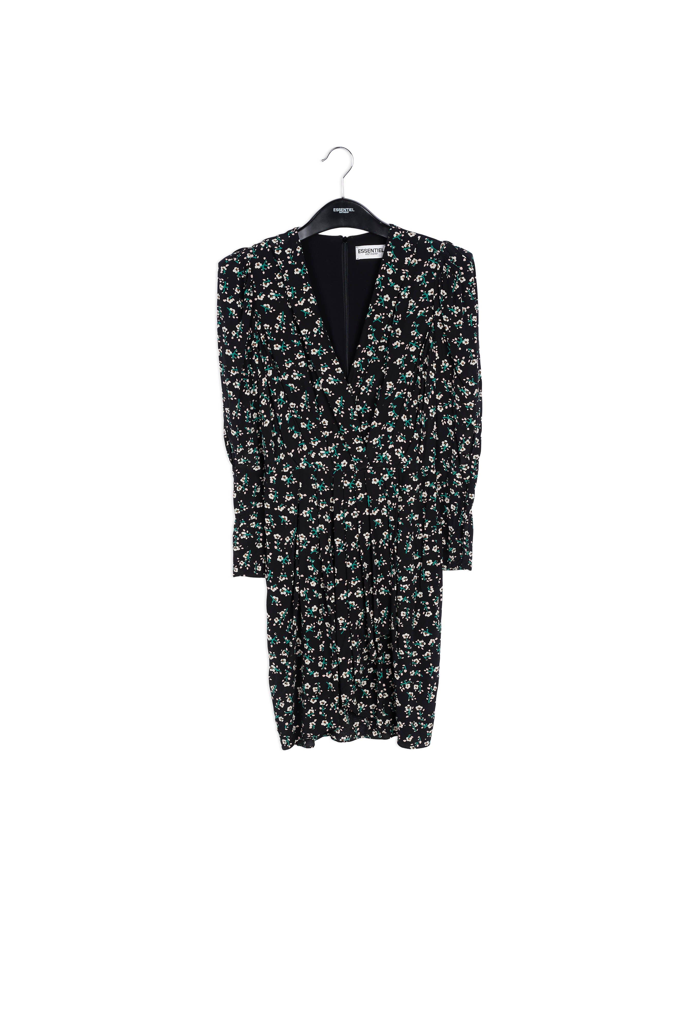 Black floral mini wrap dress RE—SSENTIEL | Essentiel second hand