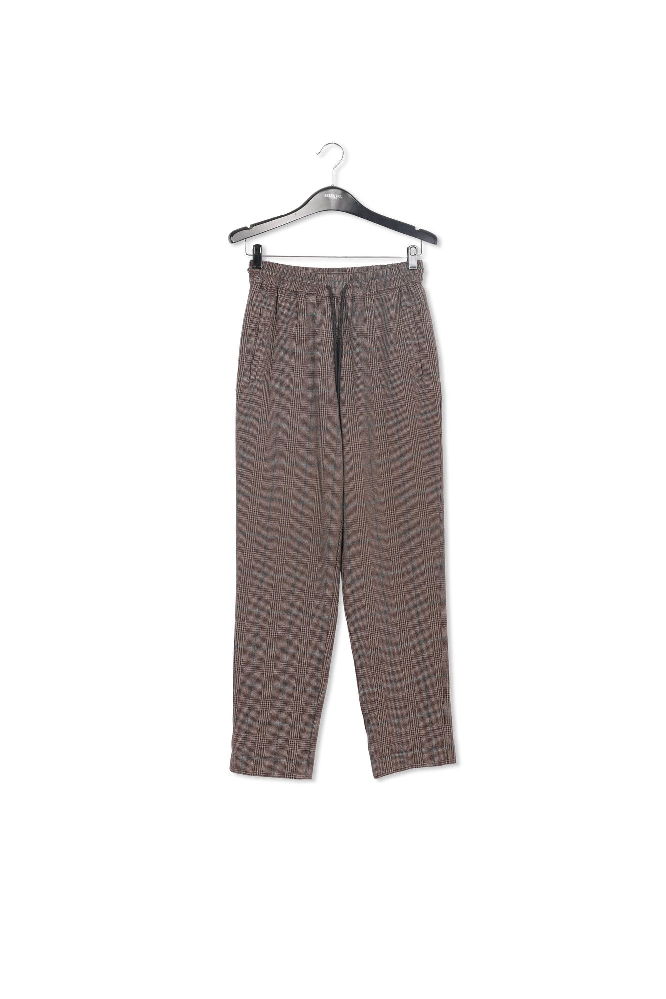 Brown pants with black and blue check motif RE—SSENTIEL | Essentiel second hand