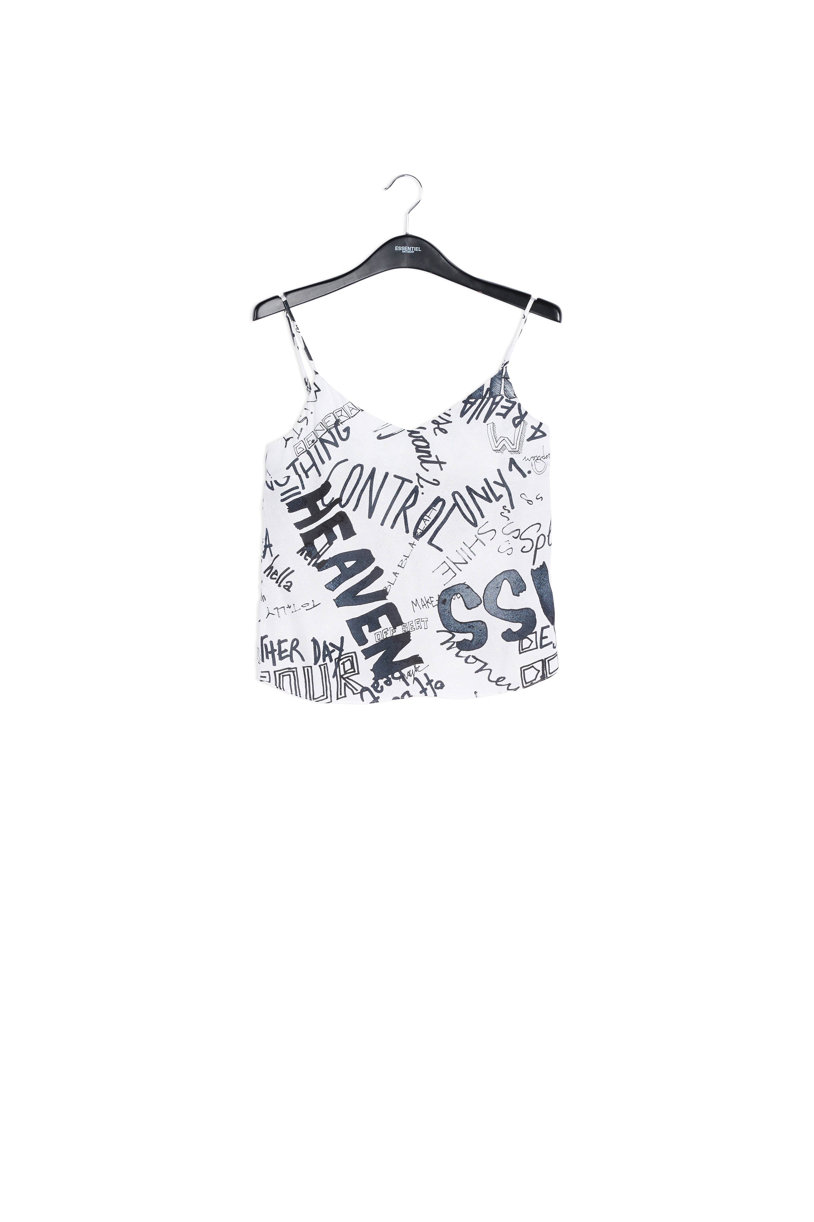 Off-white and black graffiti-print camisole RE—SSENTIEL | Essentiel second hand