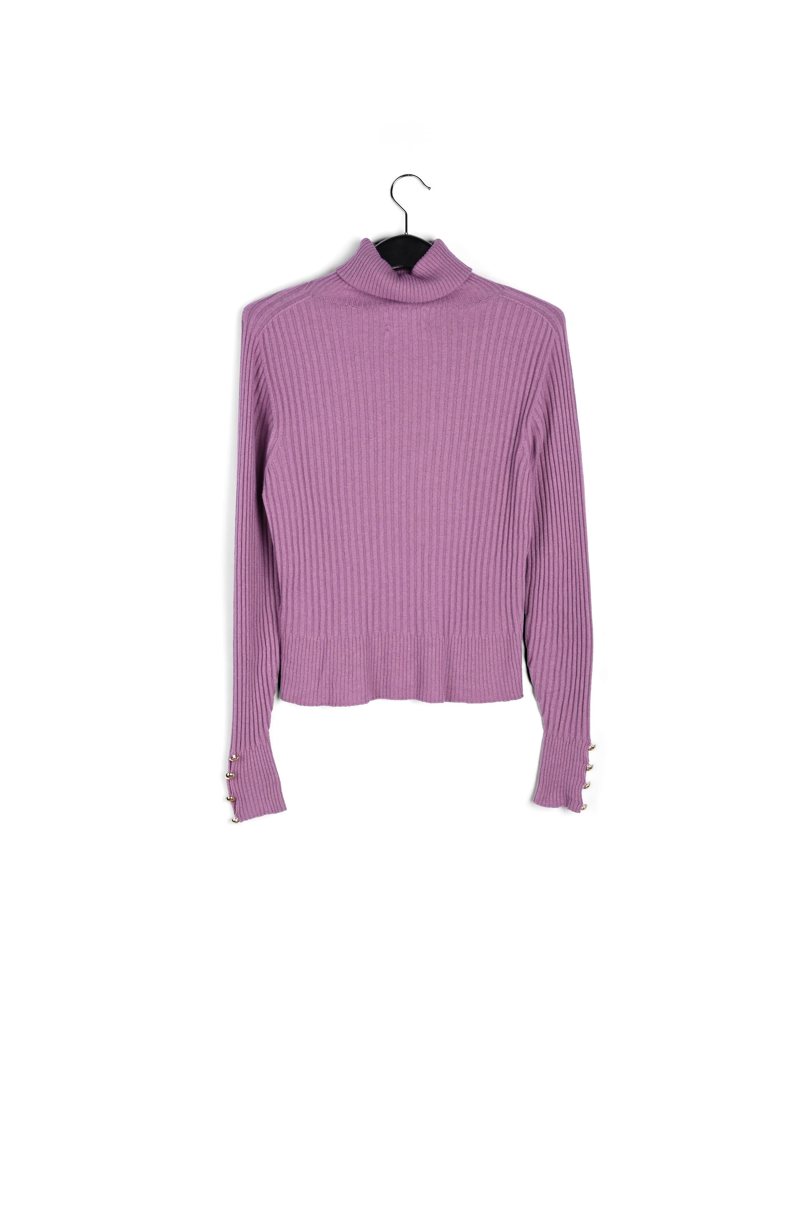 Pink rib-knitted turtleneck sweater RE—SSENTIEL | Essentiel second hand