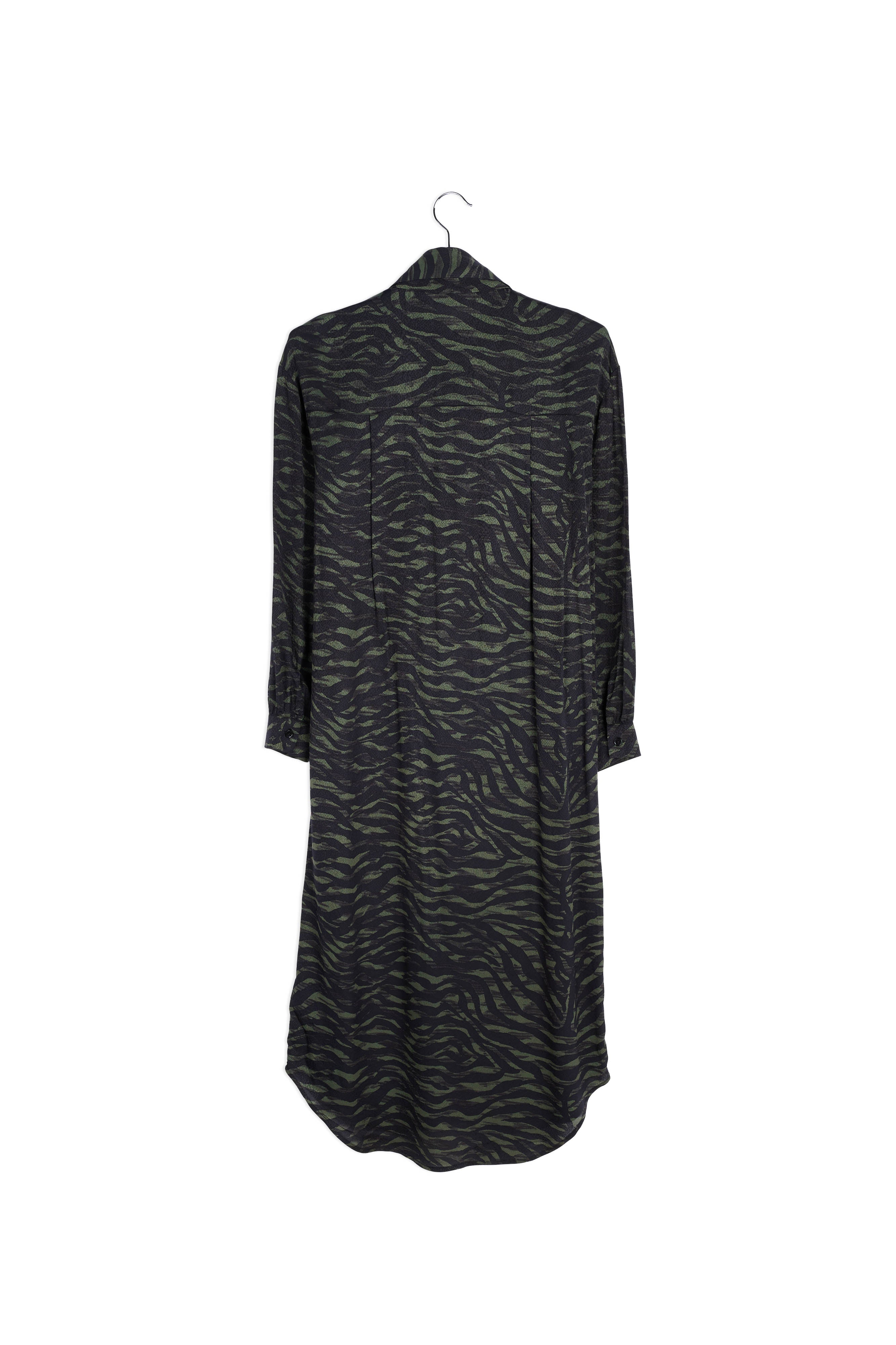 Green and black zebra print midi shirt dress RE—SSENTIEL | Essentiel second hand